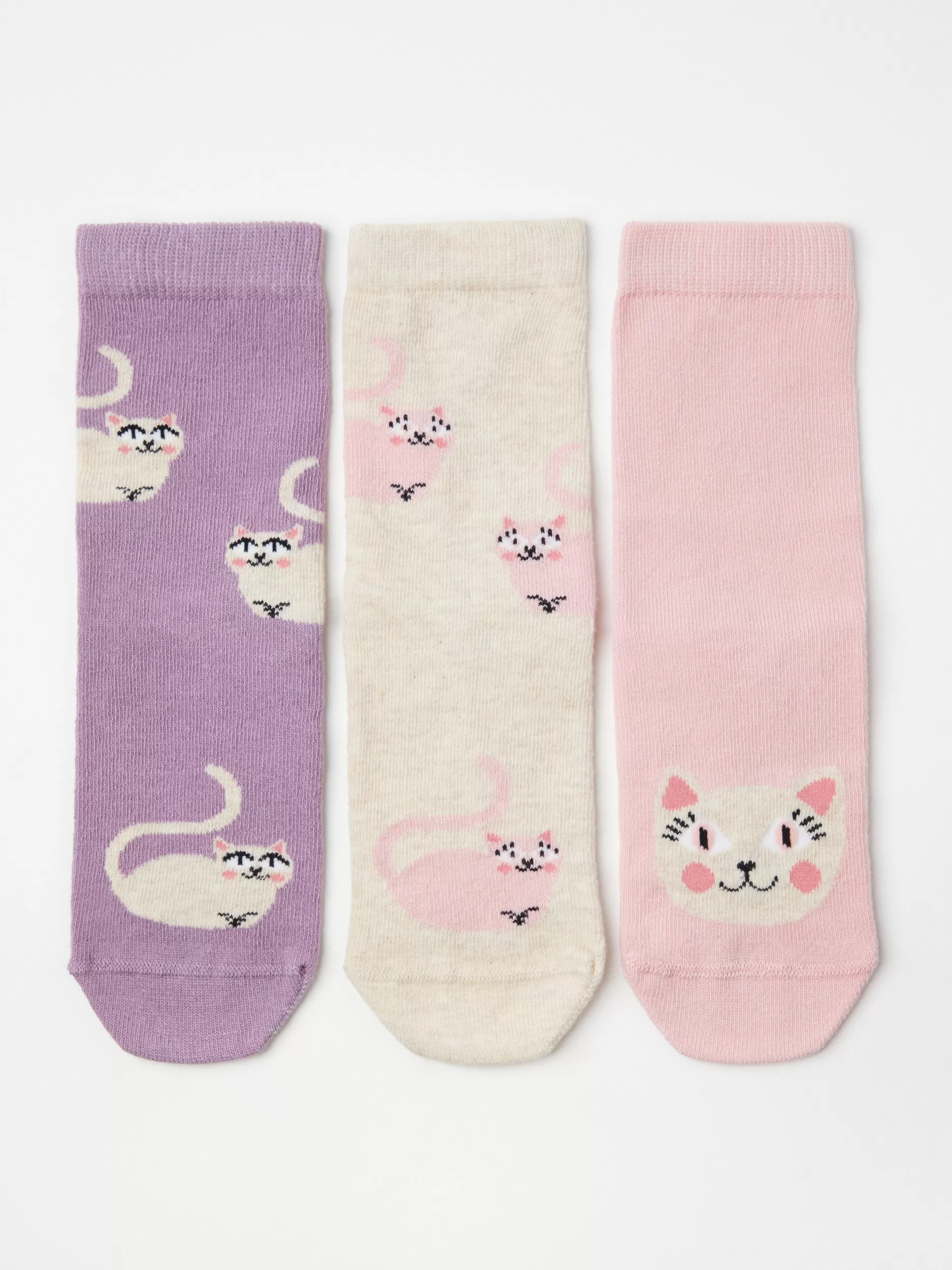 Lindex Sokker & Tights<3-Pakning Sokker I Anti-Skli Med Katter Beige Melange