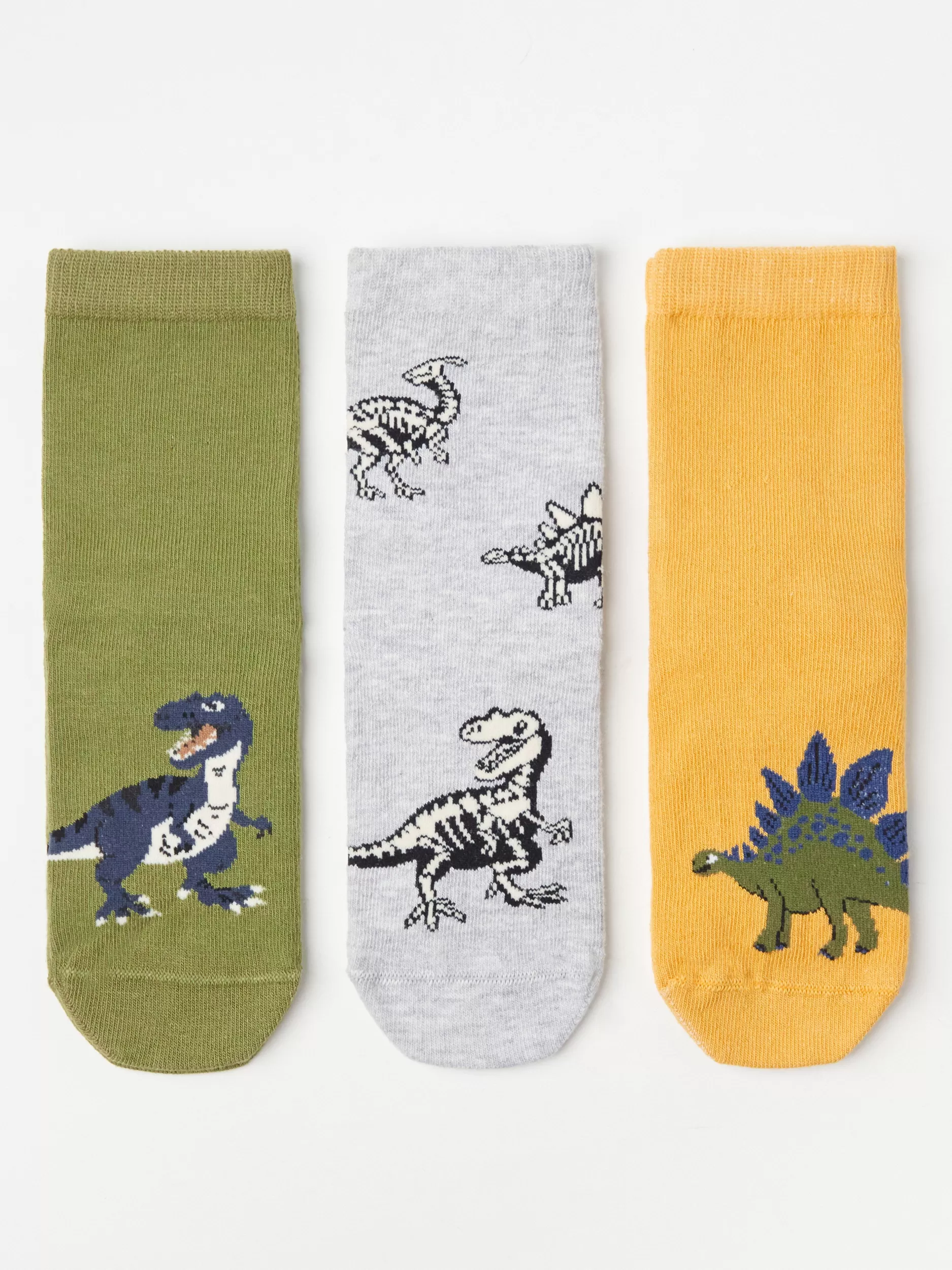 Lindex Undertøy<3-Pakning Sokker Med Dinosaurer I Anti-Skli Dark Green