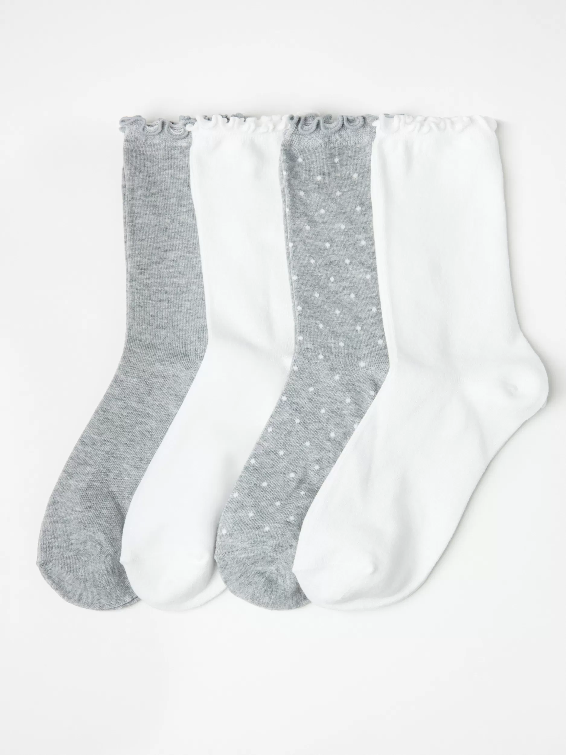 Lindex Sokker<4-Pakning Med Sokker Med Rysjekant White
