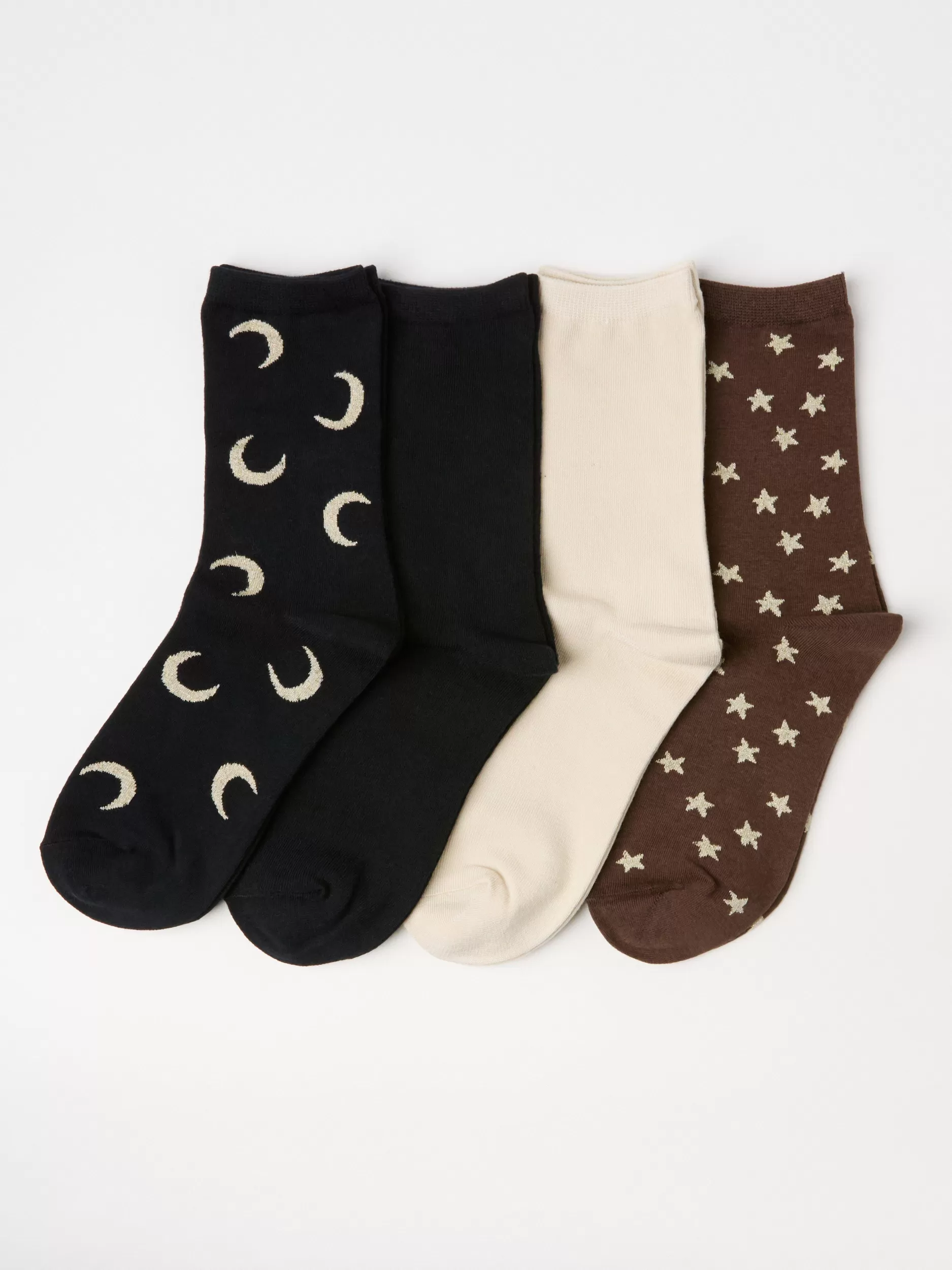 Lindex Sokker<4-Pakning Med Sokker Med Stjerner Og Maner Black