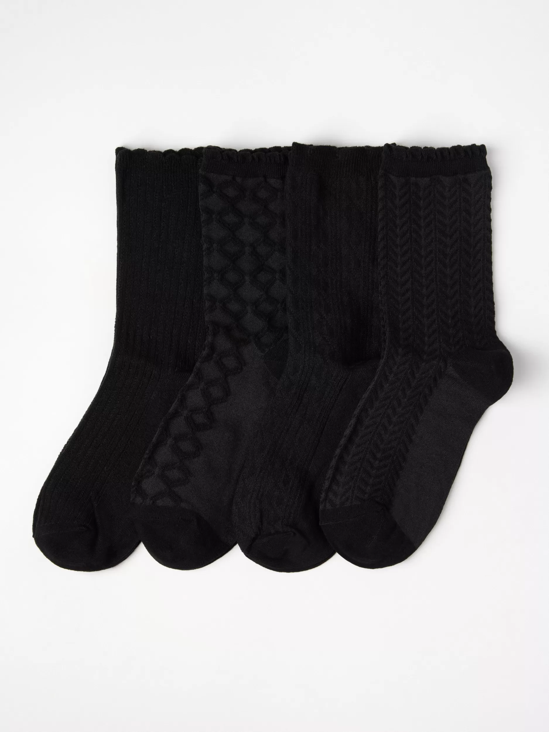 Lindex Sokker<4-Pakning Med Strukturerte Sokker Black