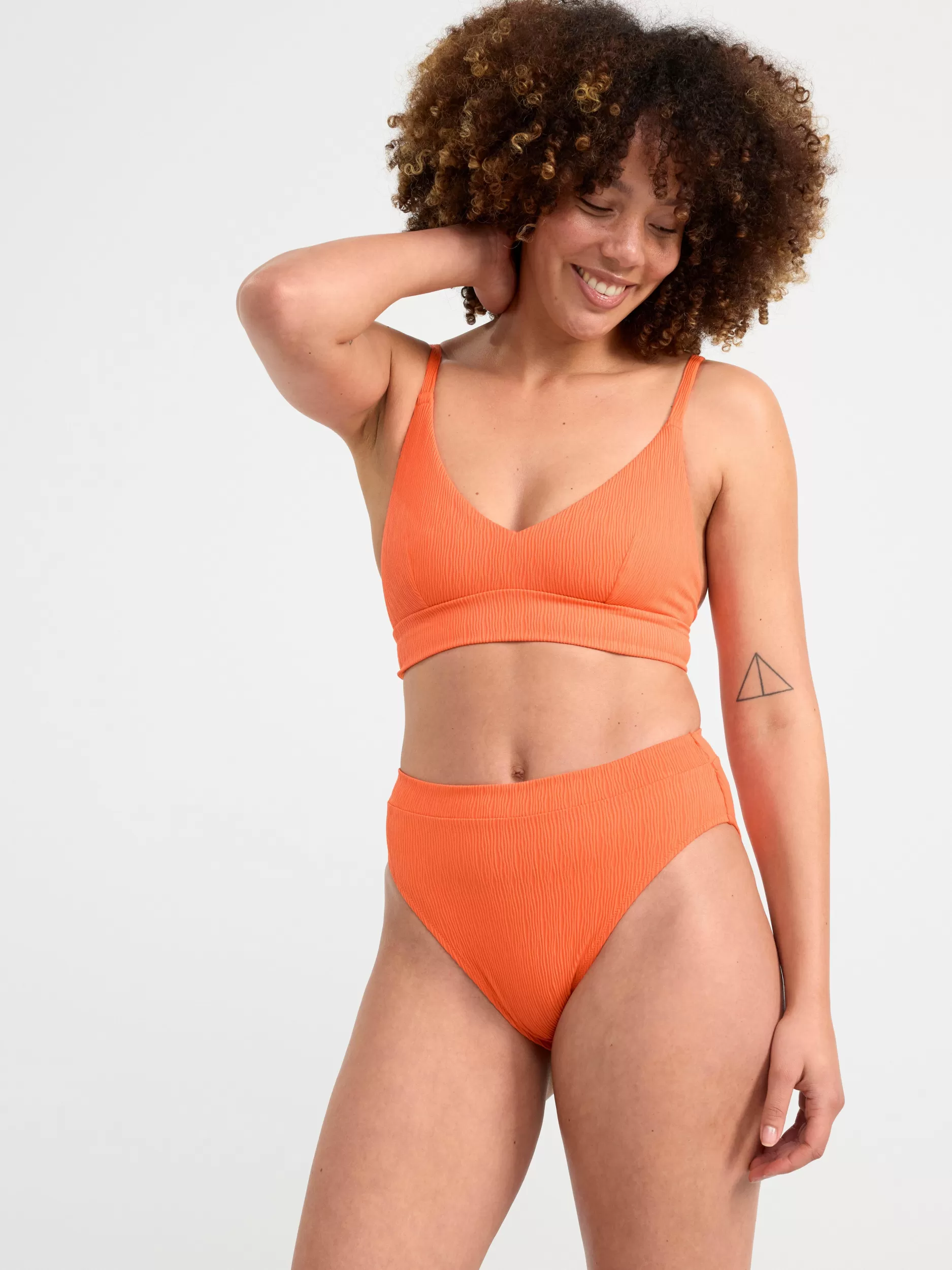 Lindex Badetøy<Bikinitruse Med Hoyt Liv Og Kreppet Struktur Dark Orange