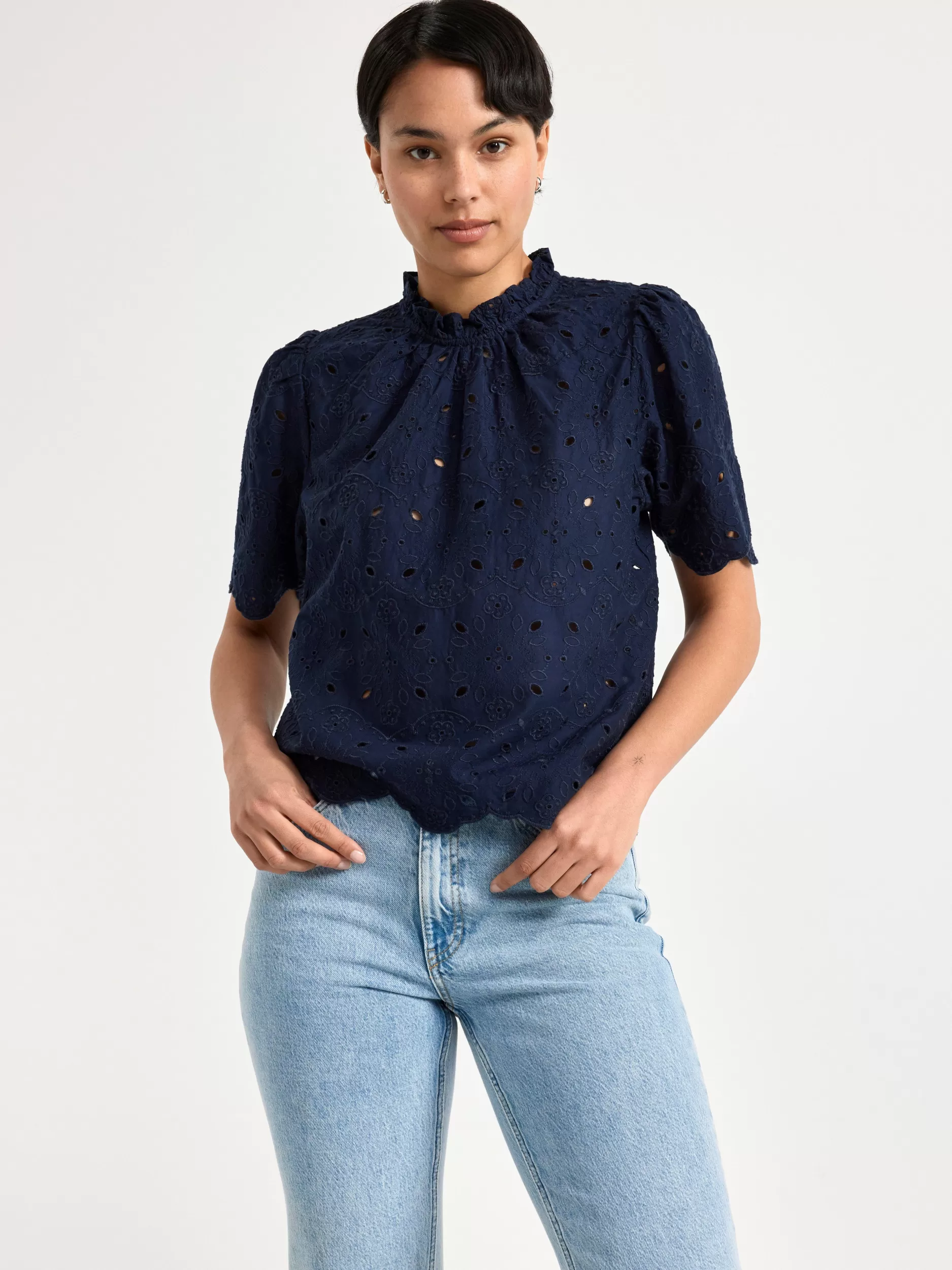 Lindex Bluser & Skjorter<Bluse Med Broderidetaljer Navy