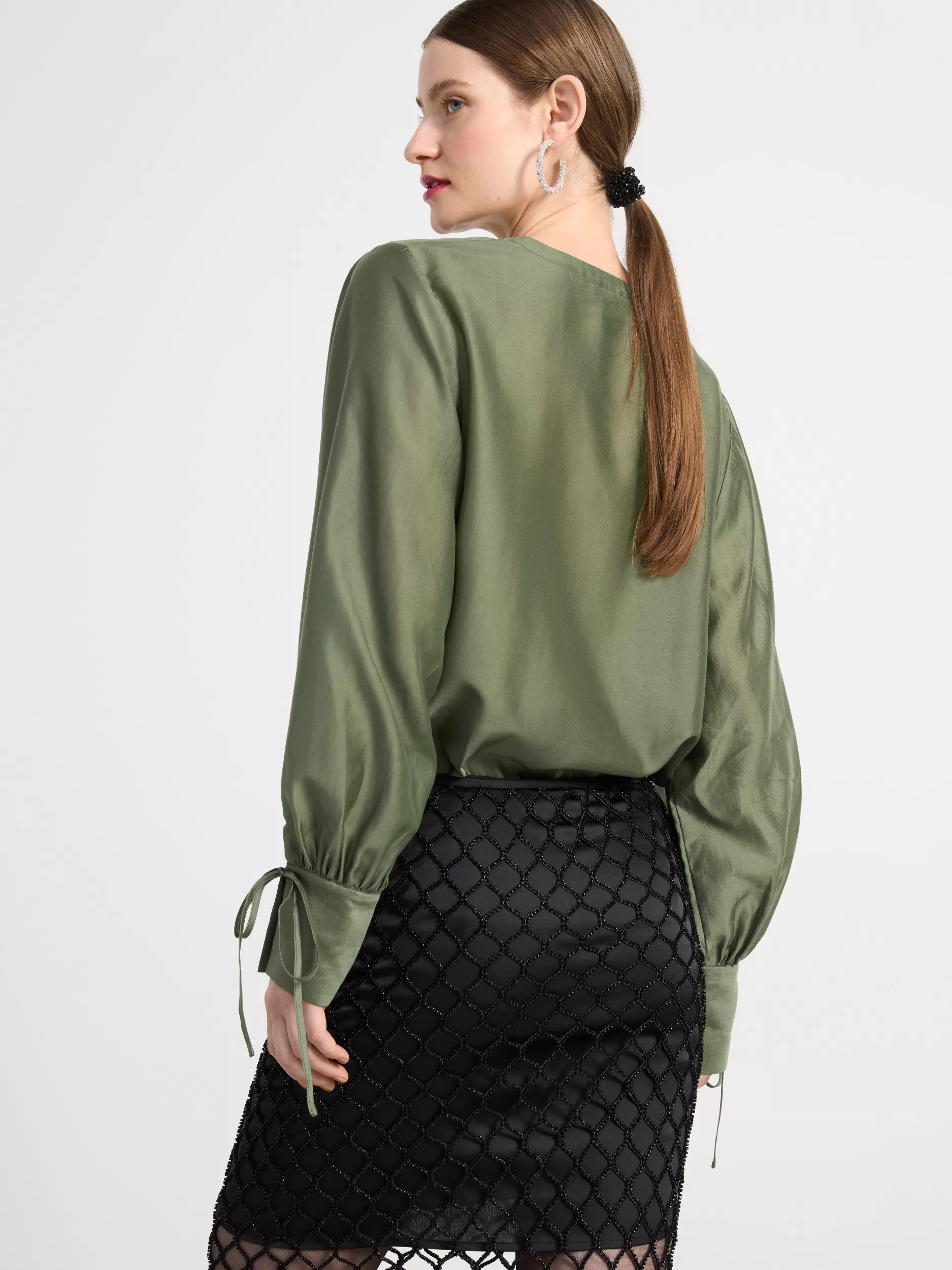 Lindex Bluser & Skjorter<Bluse Med Knytedetaljer Dark Green