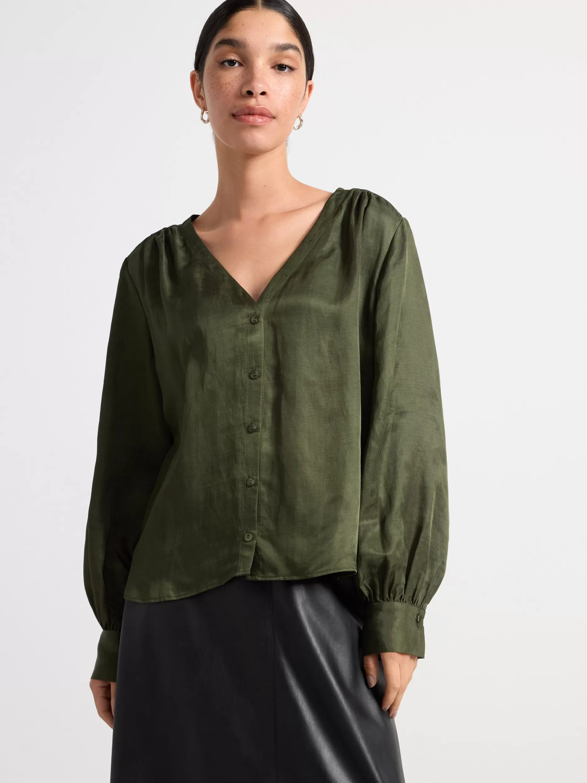 Lindex Bluser & Skjorter<Bluse Med Lange Puffermer Green