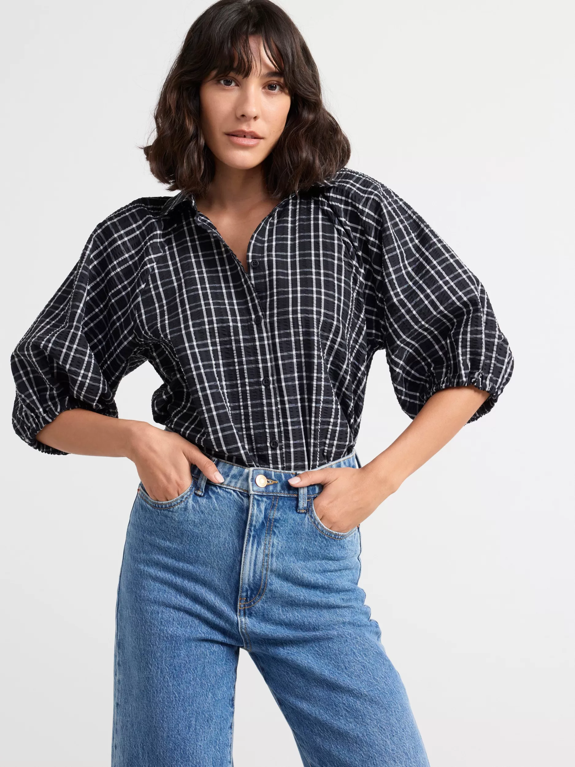 Lindex Bluser & Skjorter<Bluse Med Puffermer Black