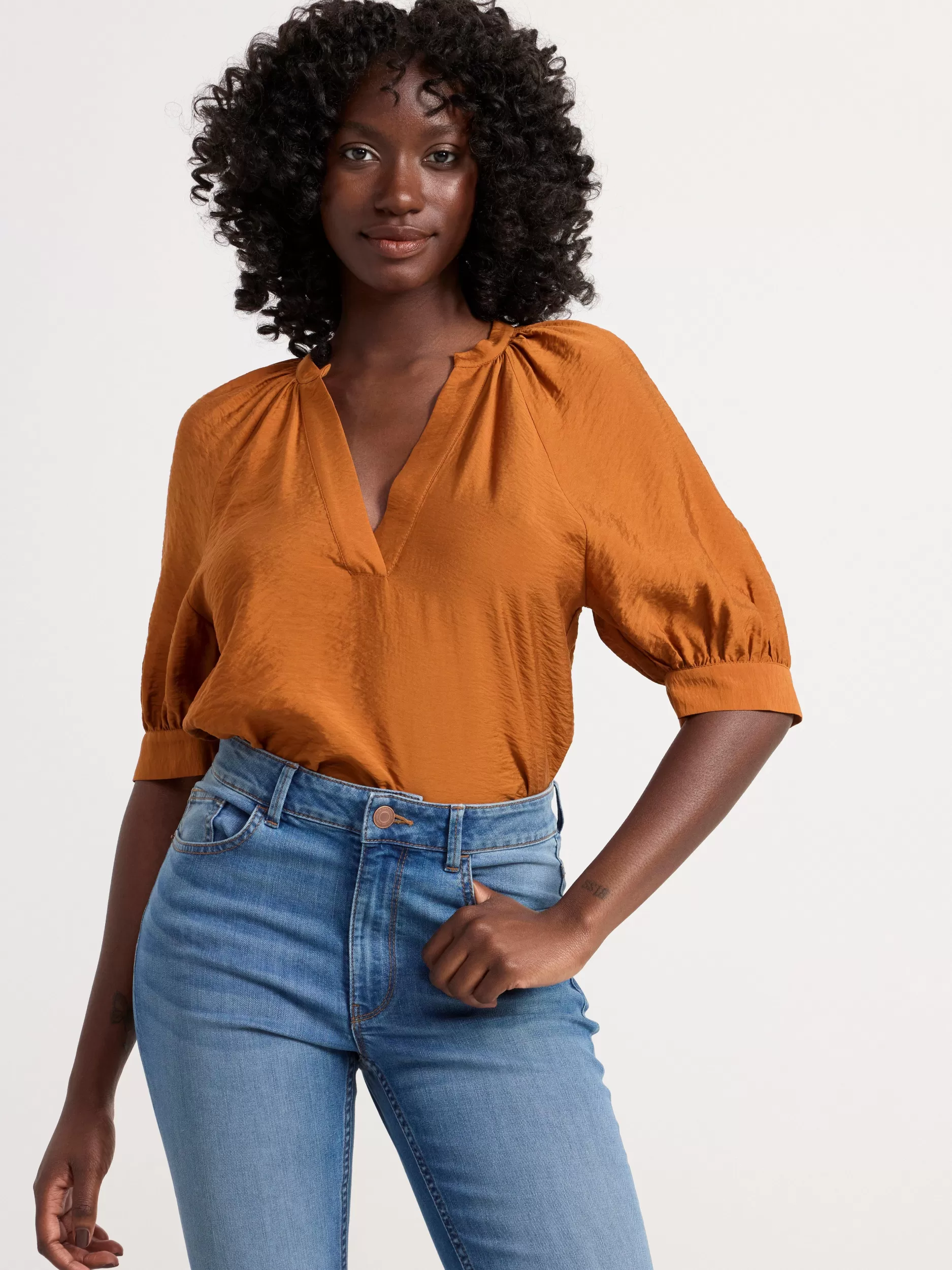 Lindex Bluser & Skjorter<Bluse Med Puffermer Brown