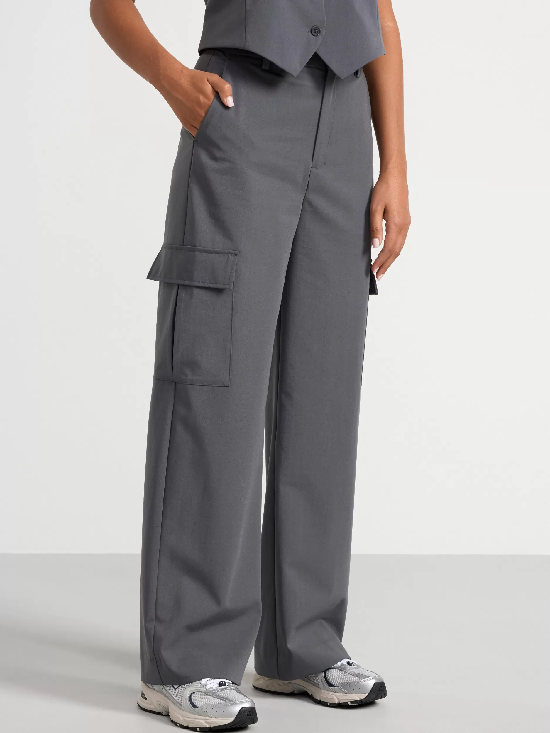 Lindex Bukser<Bukse Med Hoy Midje Dark Grey