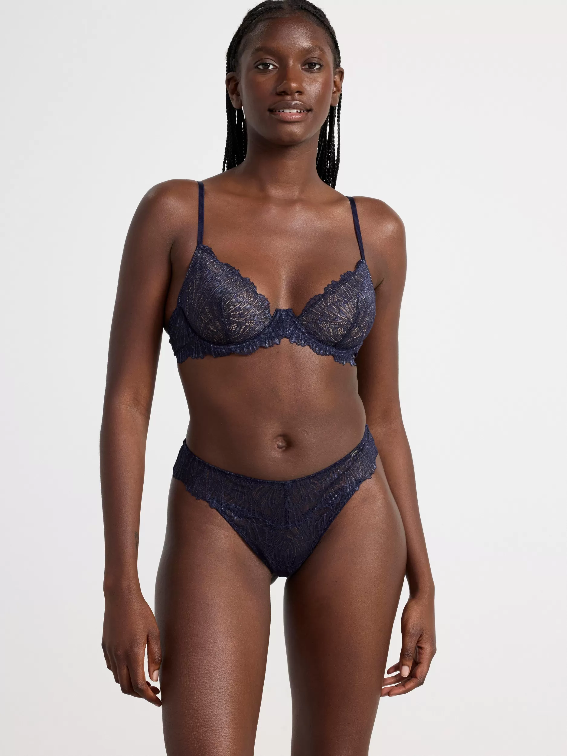 Lindex Bh<Daisy Uvattert Bh Med Blonder Dark Dusty Blue