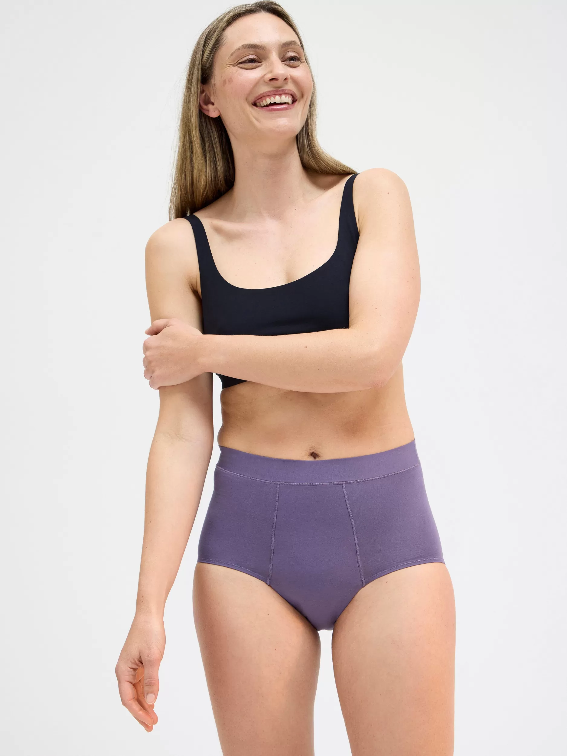 Lindex Truser<Engineered High Waist - Menstruse Med Super Absorpsjonsevne Menstruse Og Forlenget Kile Dark Dusty Lilac