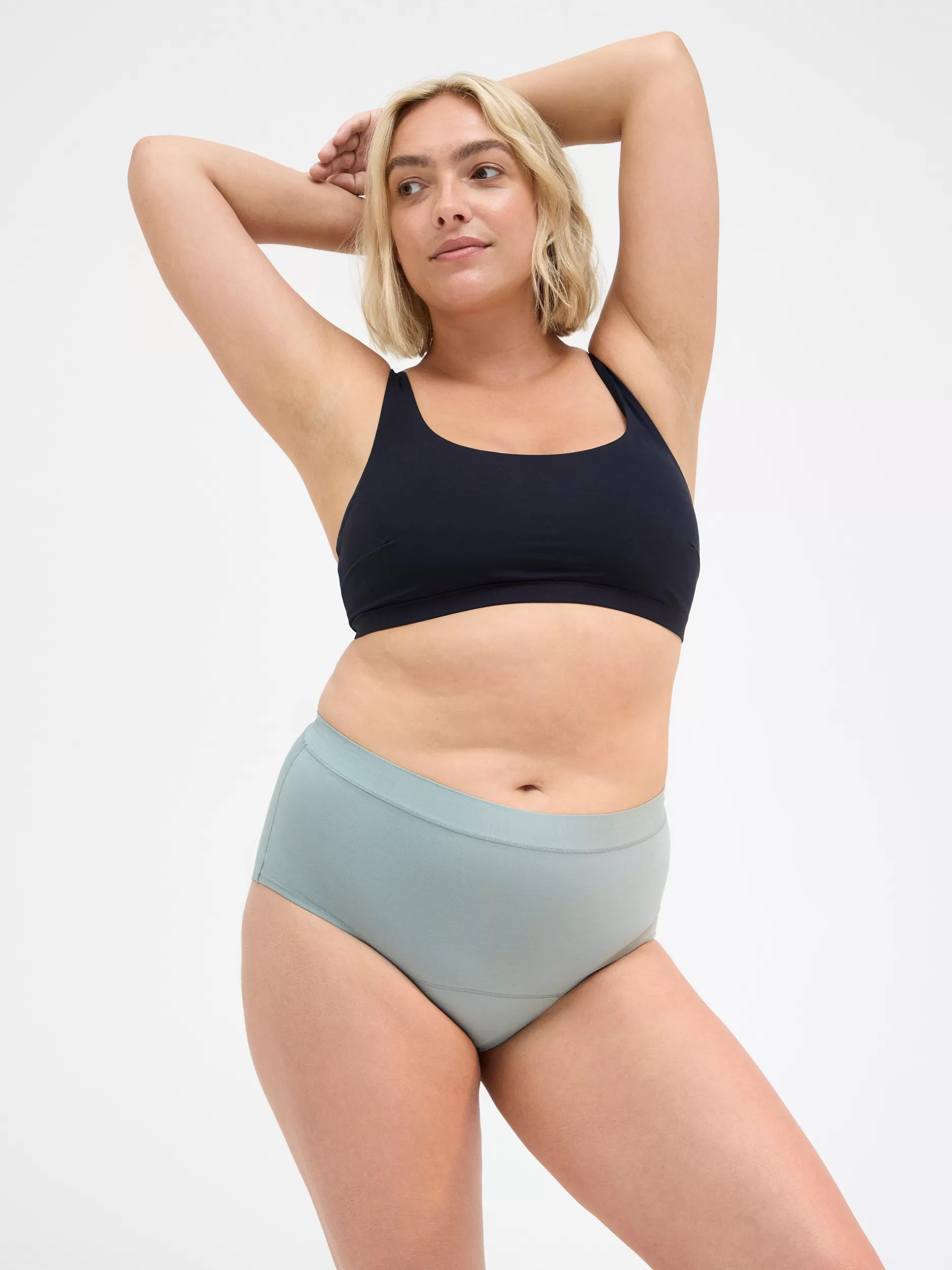 Lindex Truser<Engineered High Waist-Menstruse Med Hoy Absorpsjonsevne Dusty Aqua