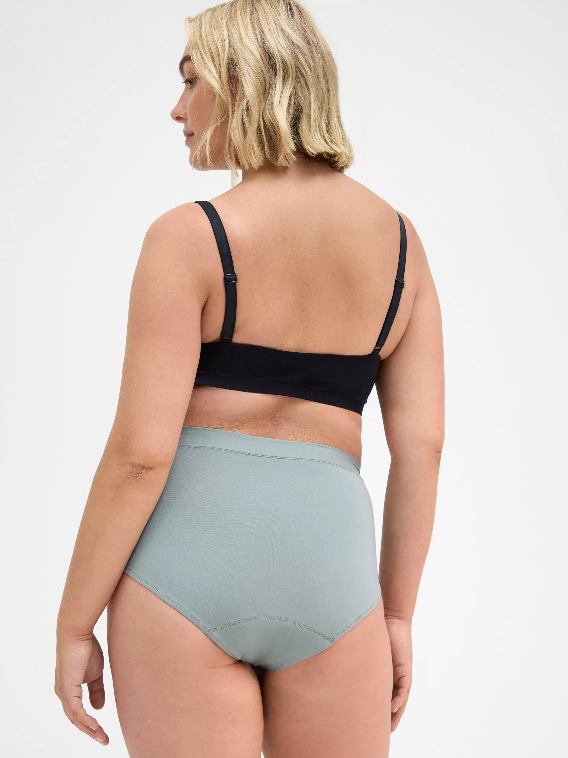 Lindex Truser<Engineered High Waist-Menstruse Med Hoy Absorpsjonsevne Dusty Aqua