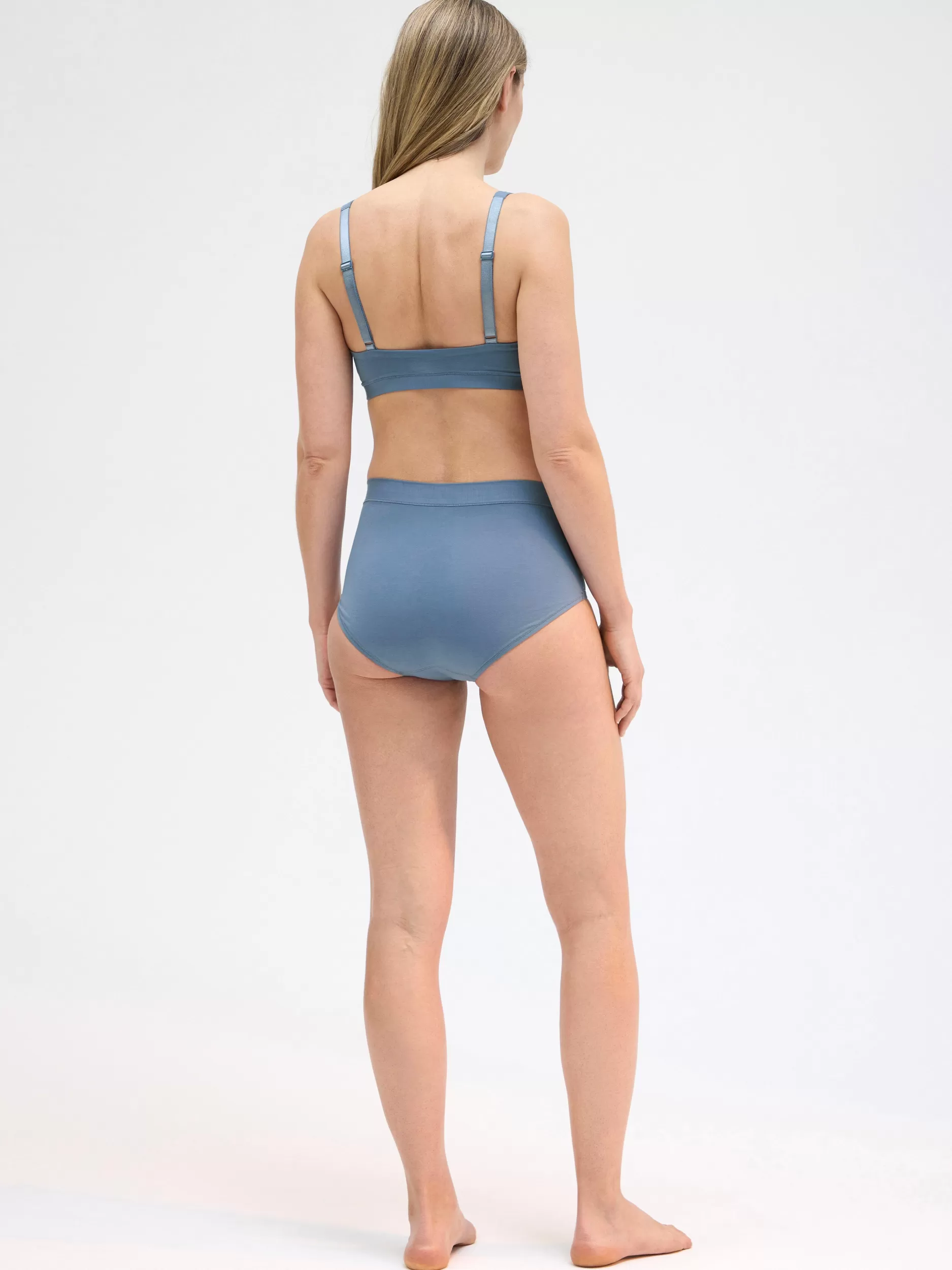 Lindex Truser<Engineered High Waist-Menstruse Med Medium Absorpsjonsevne Dark Dusty Blue