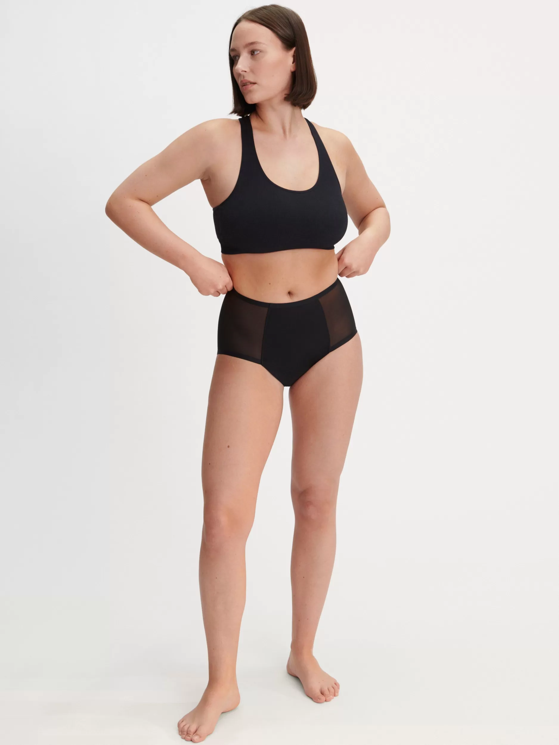 Lindex Menstruser<Engineered-Menstruse Med Netting Og Hoyt Liv Med Medium Absorpsjonsevne Black