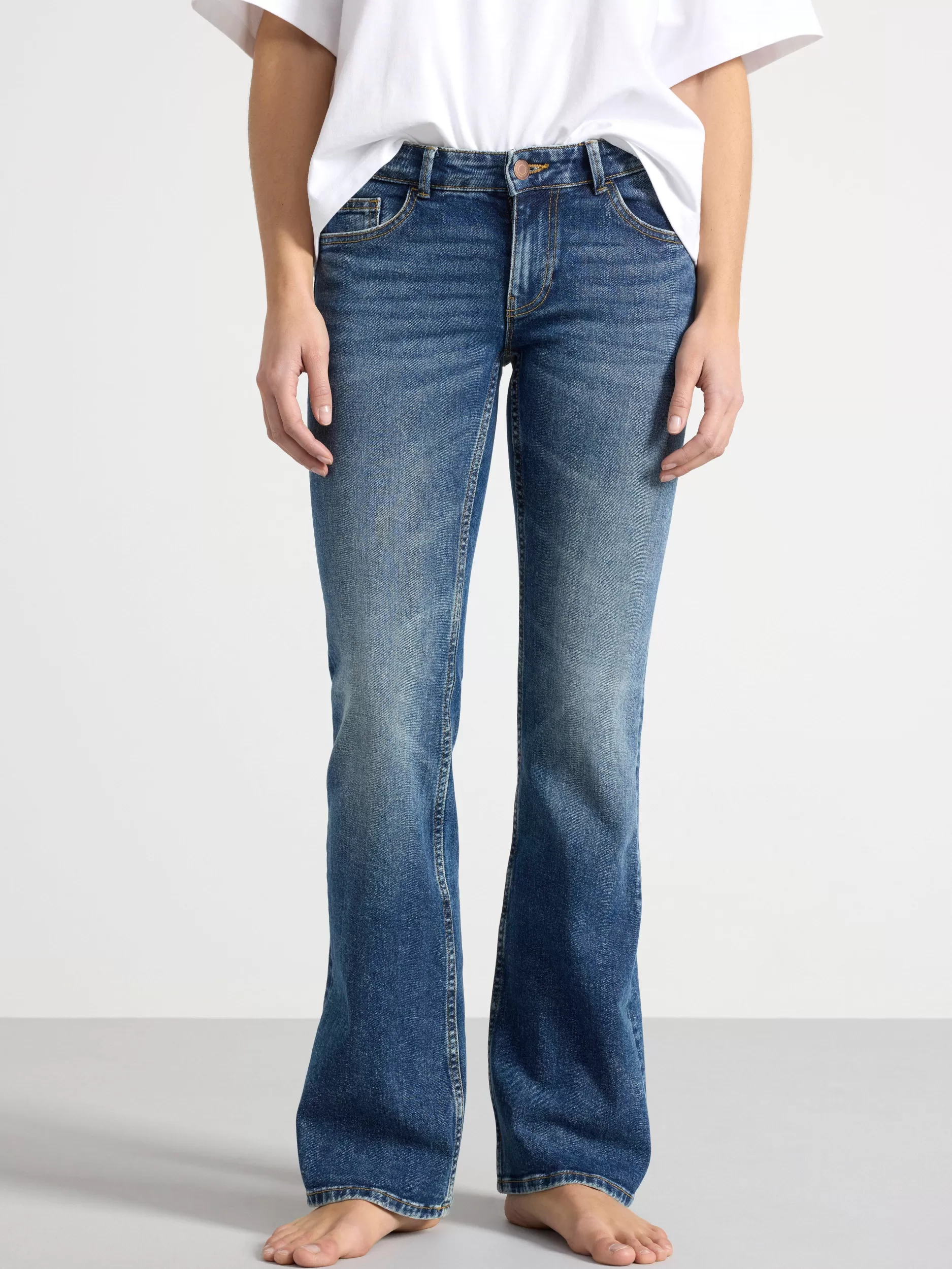 Lindex Jeans<Fay Utsvinget Jeans Med Lavt Liv Denim Blue