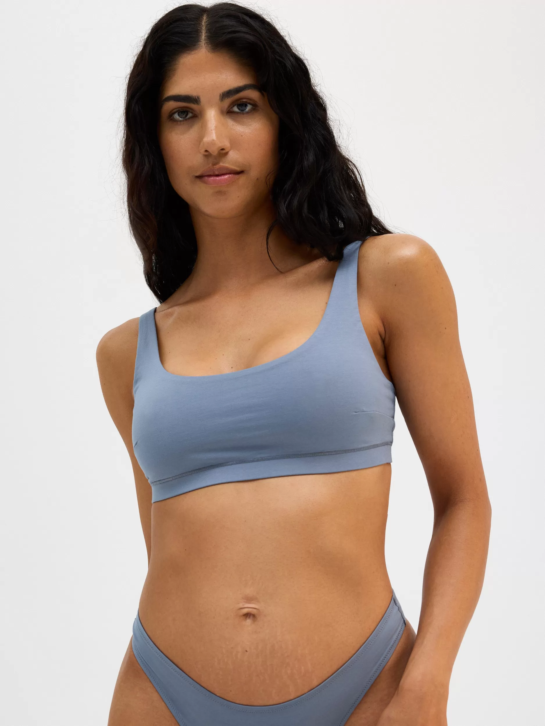 Lindex Bh<Female Engineering Bralette I Pima-Bomull Dark Dusty Blue