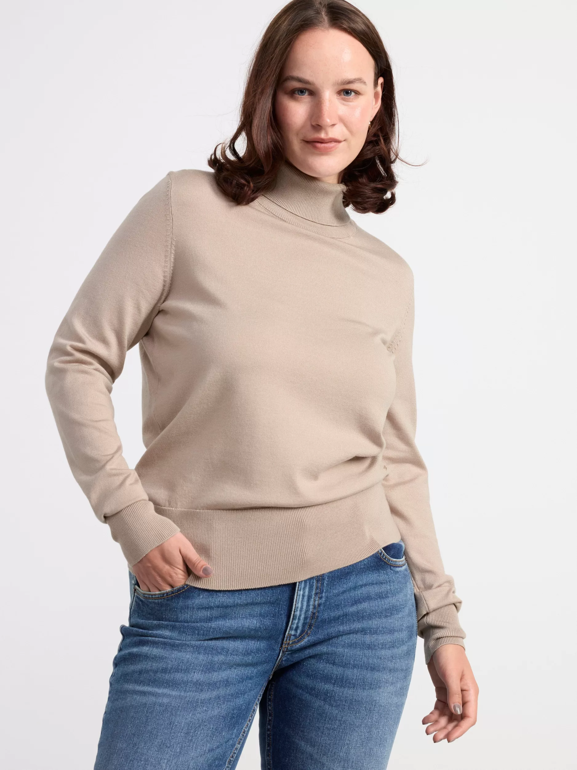 Lindex Gensere & Cardiganer<Finstrikket Overdel Med Rullekrage Light Beige