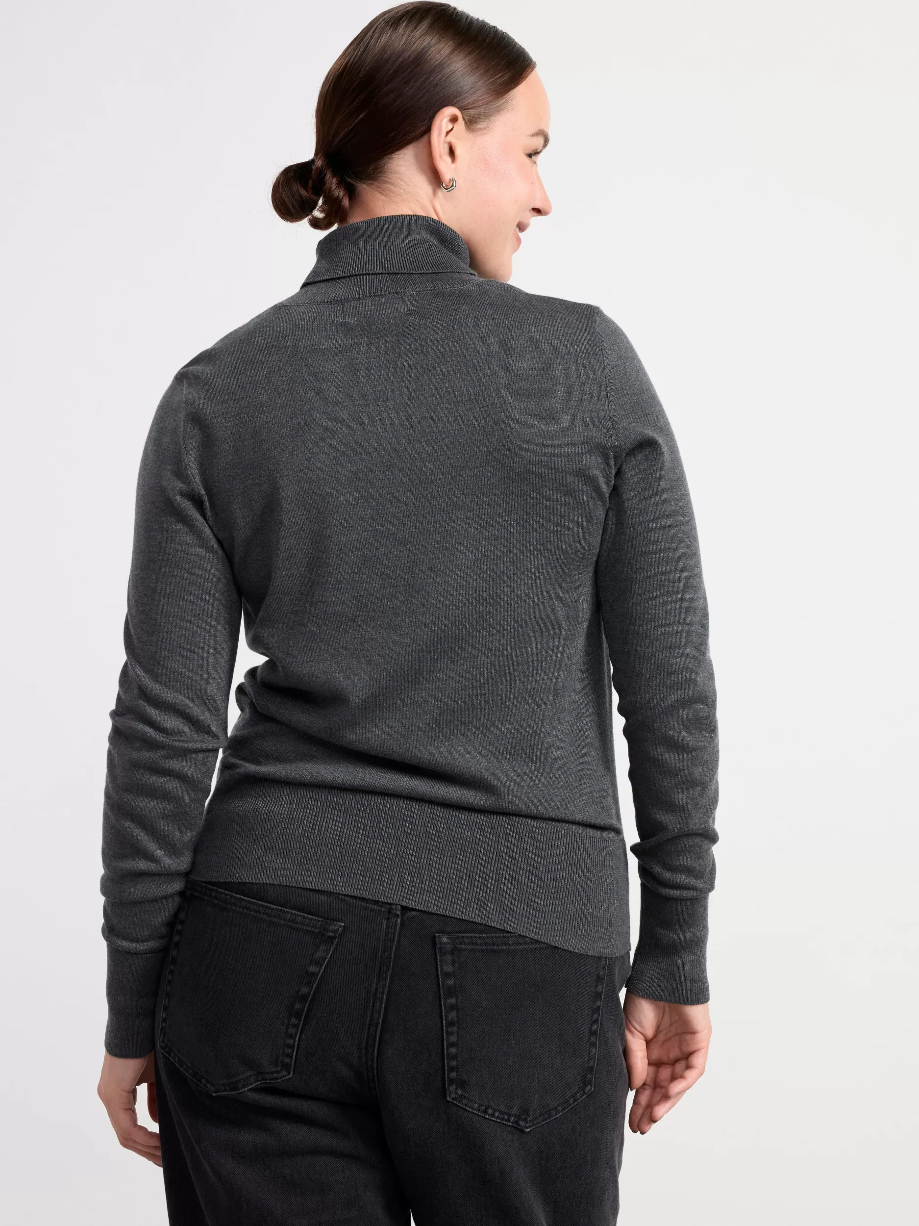 Lindex Gensere & Cardiganer<Finstrikket Overdel Med Rullekrage Dark Grey Melange