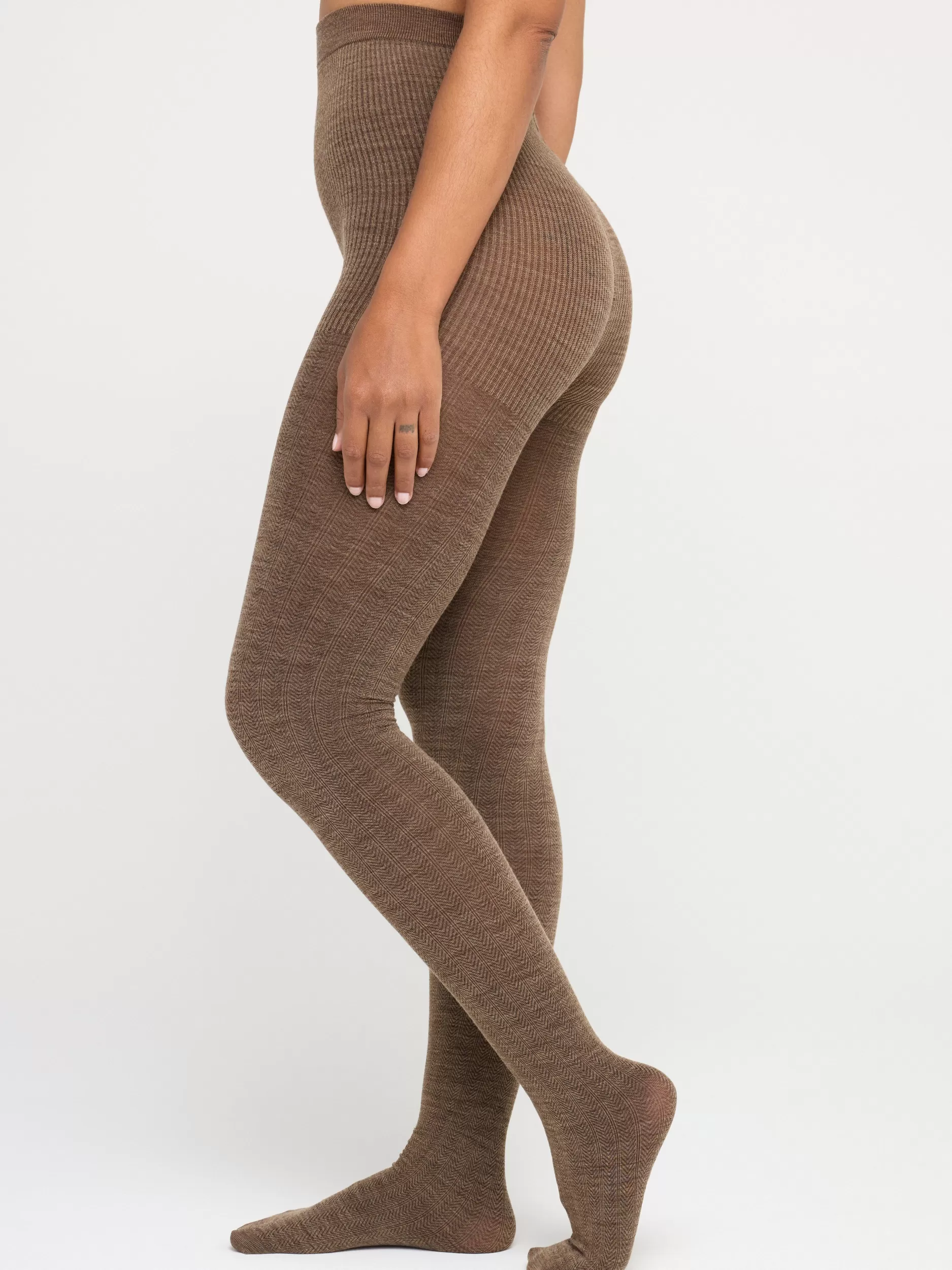 Lindex Strømpebukser Og Leggings<Fiskebensmonstret Strompebukse I Ullblanding Dark Brown