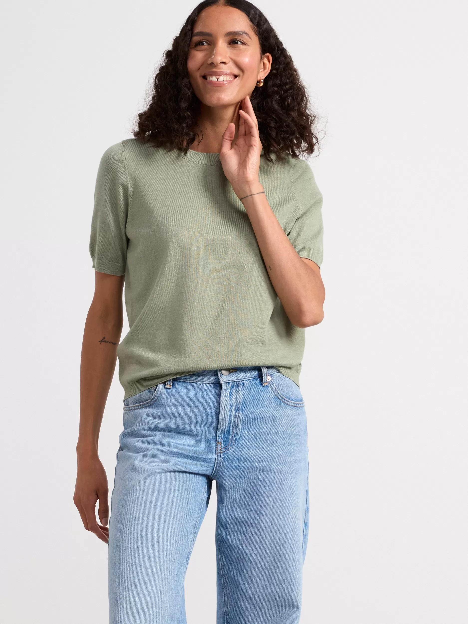 Lindex Gensere & Cardiganer<Genser Finstrikket Light Dusty Green