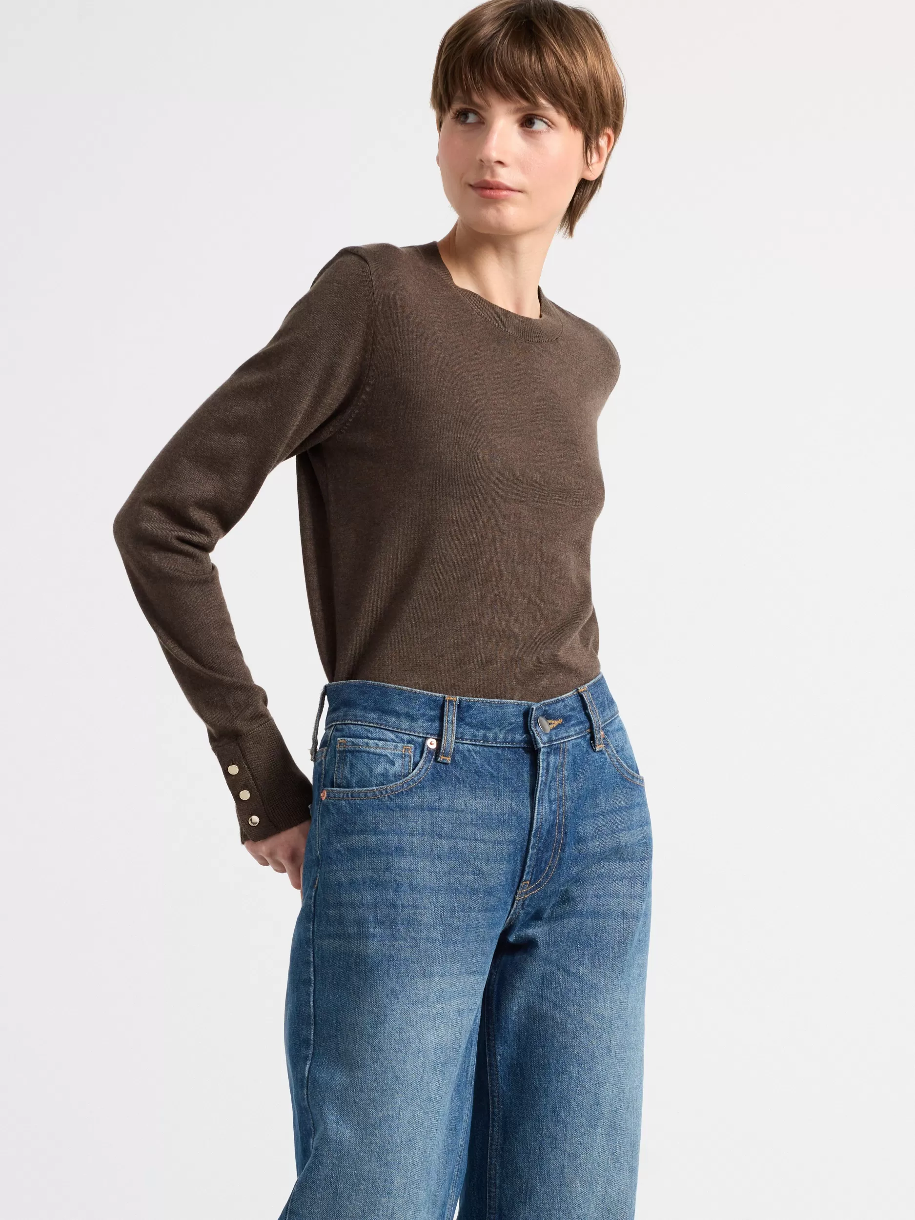 Lindex Gensere & Cardiganer<Genser Finstrikket Dark Brown Melange