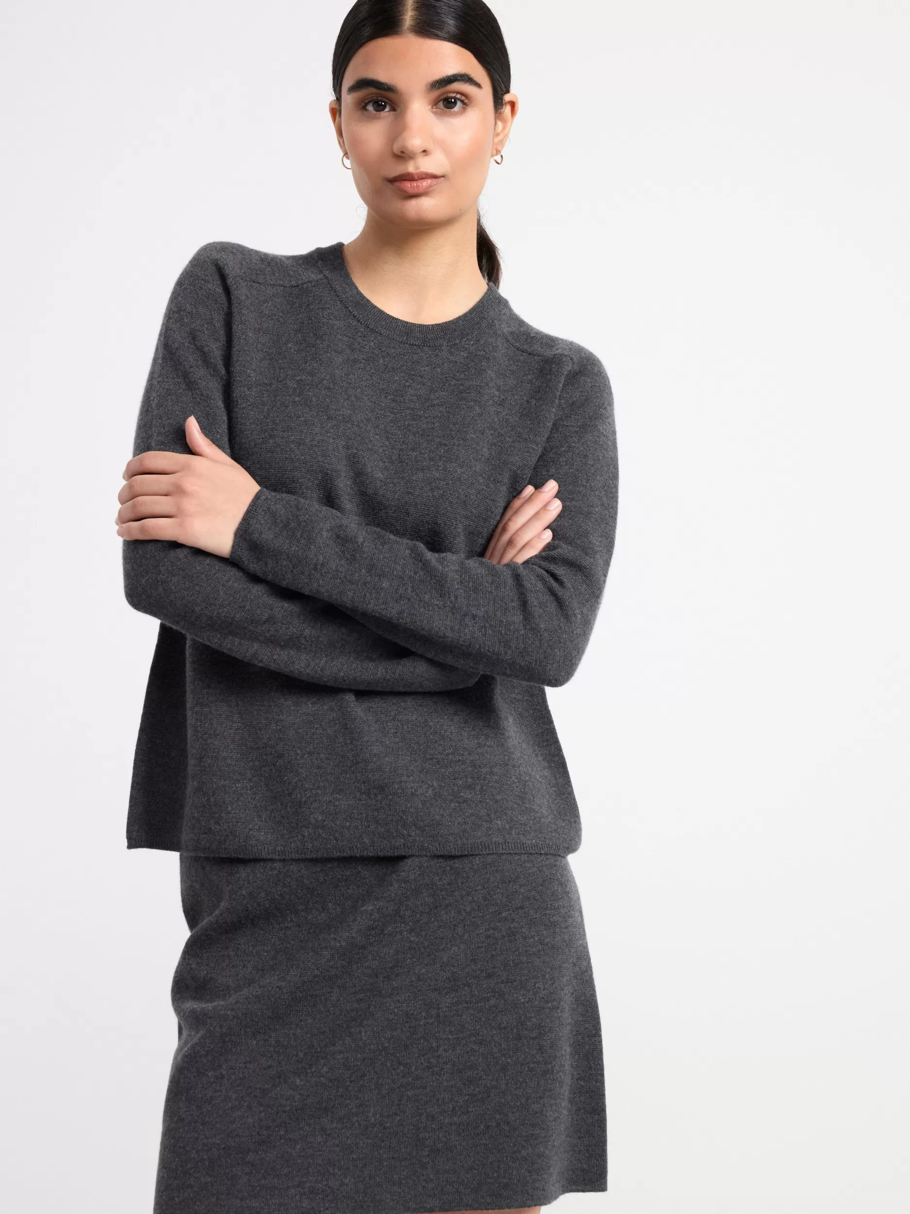 Lindex Gensere & Cardiganer<Genser I Merinoull Dark Grey Melange