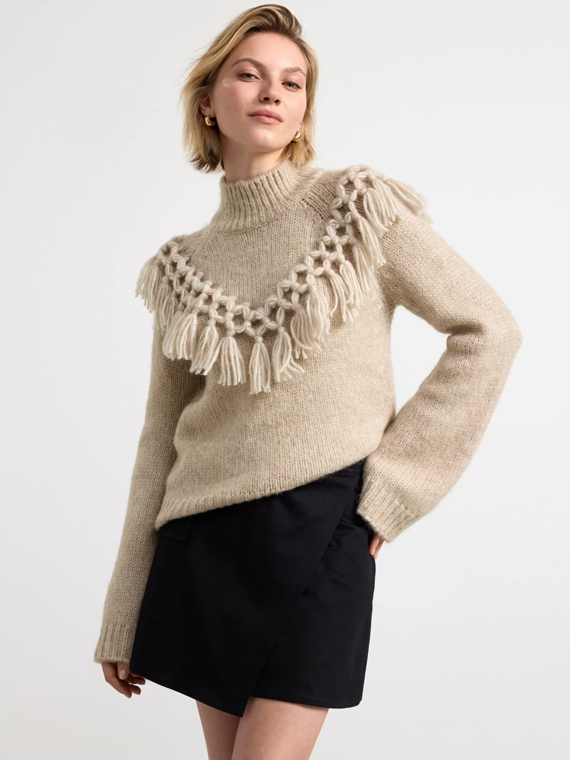 Lindex Gensere & Cardiganer<Genser Med Mellomhoy Hals Grey Melange