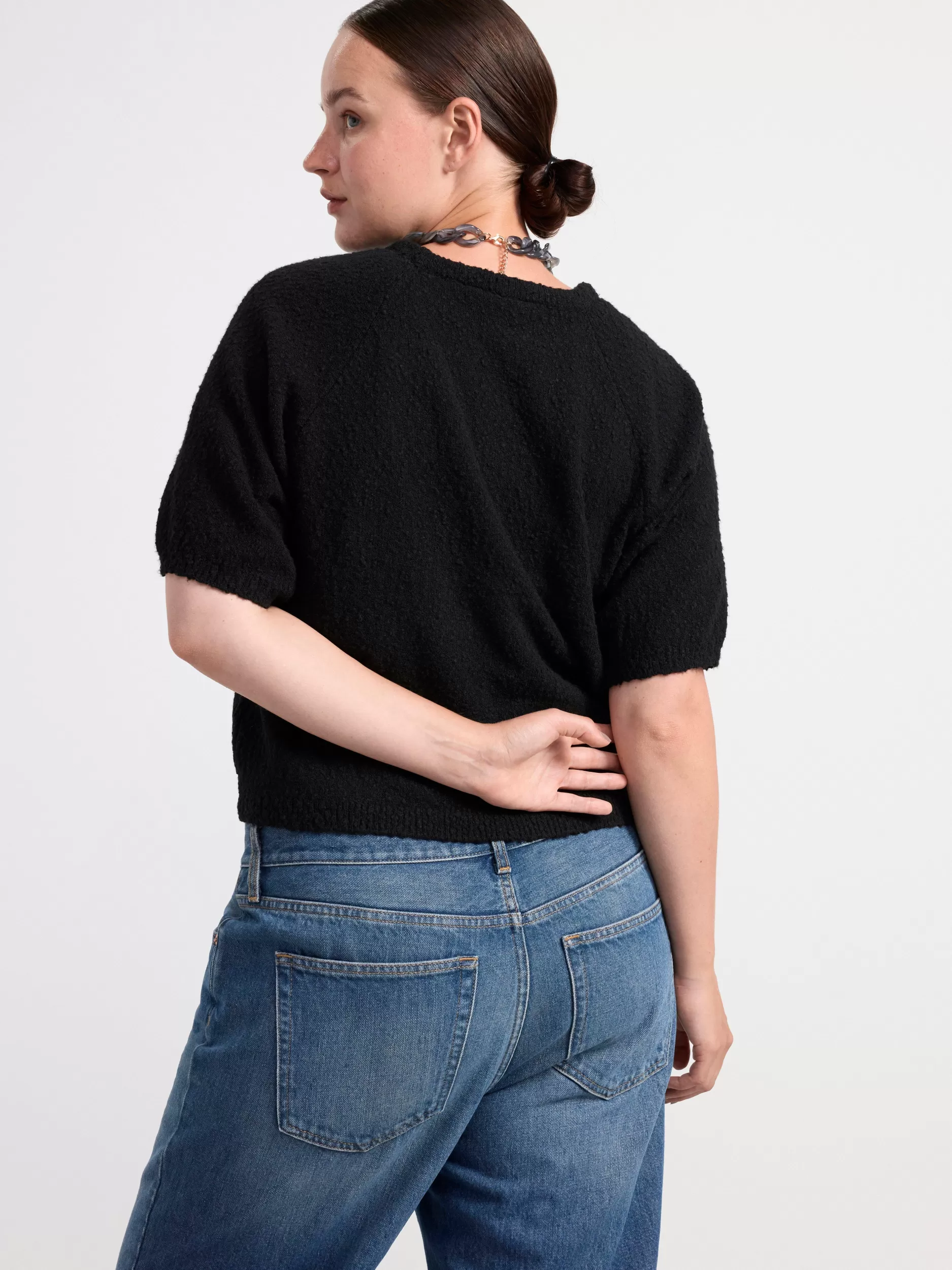 Lindex Gensere & Cardiganer<Genser Strikket Med Korte Ermer Black