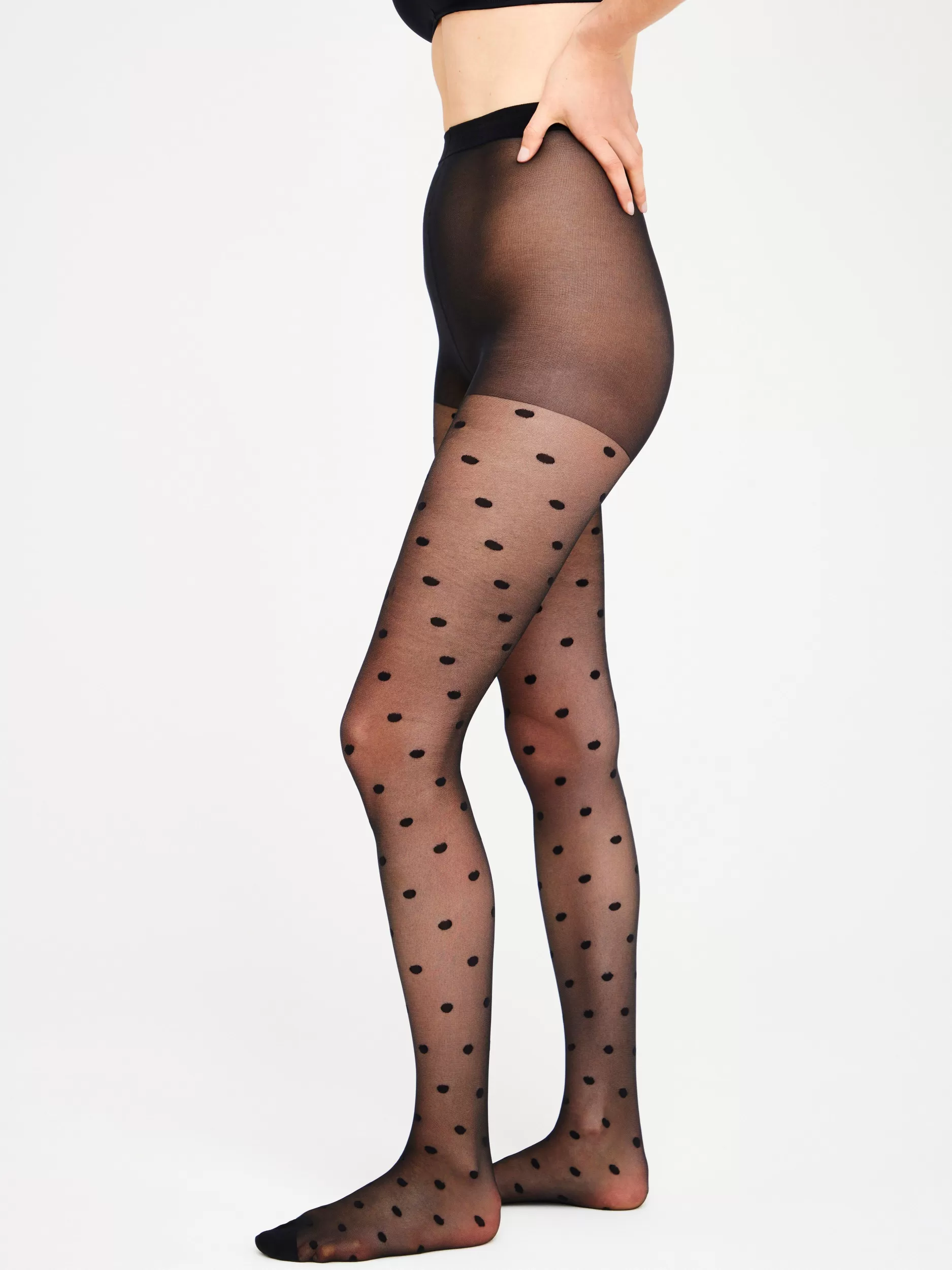 Lindex Strømpebukser Og Leggings<Halvblank Strompebukse I 20 Denier Med Prikker Black