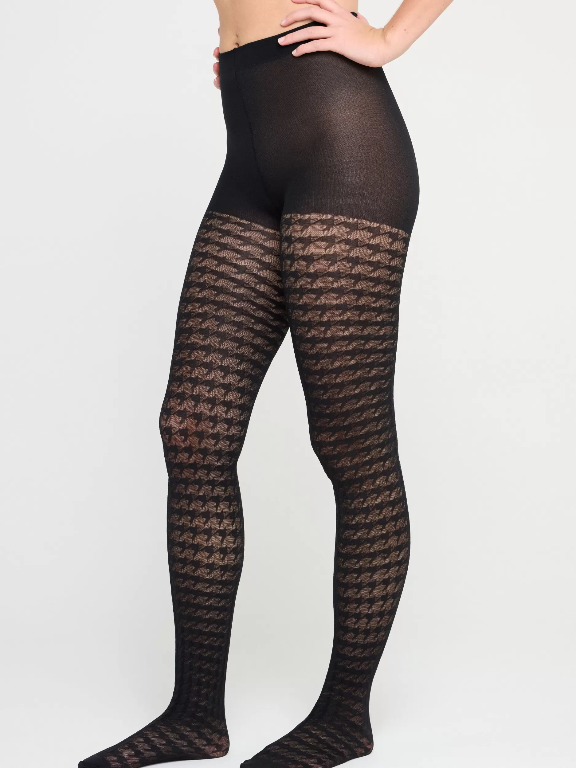Lindex Strømpebukser Og Leggings<Halvblank Strompebukse Med Hundetannsmonster I 40 Denier Black