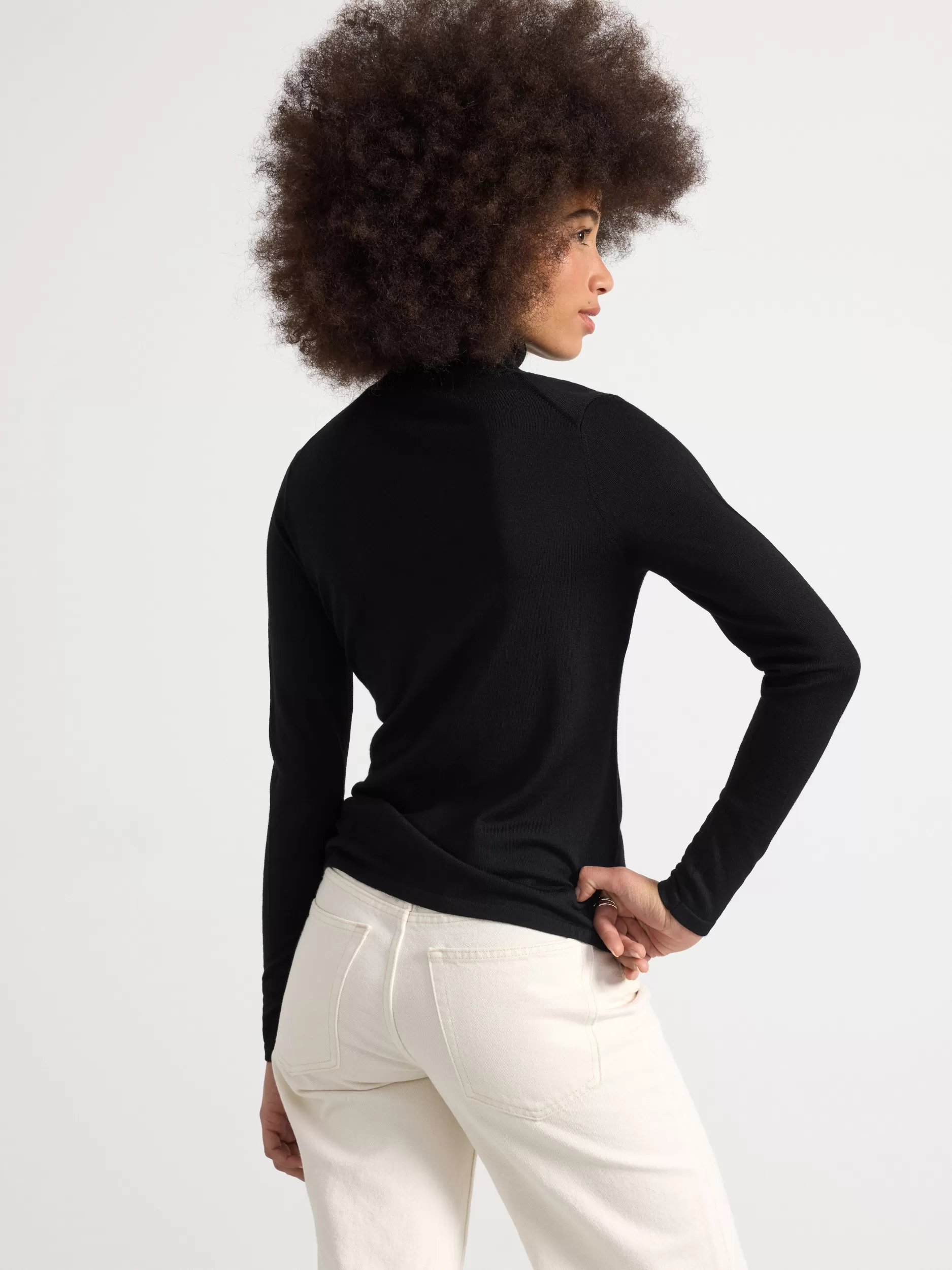 Lindex Gensere & Cardiganer<Hoyhalset Overdel I Merinoull Black