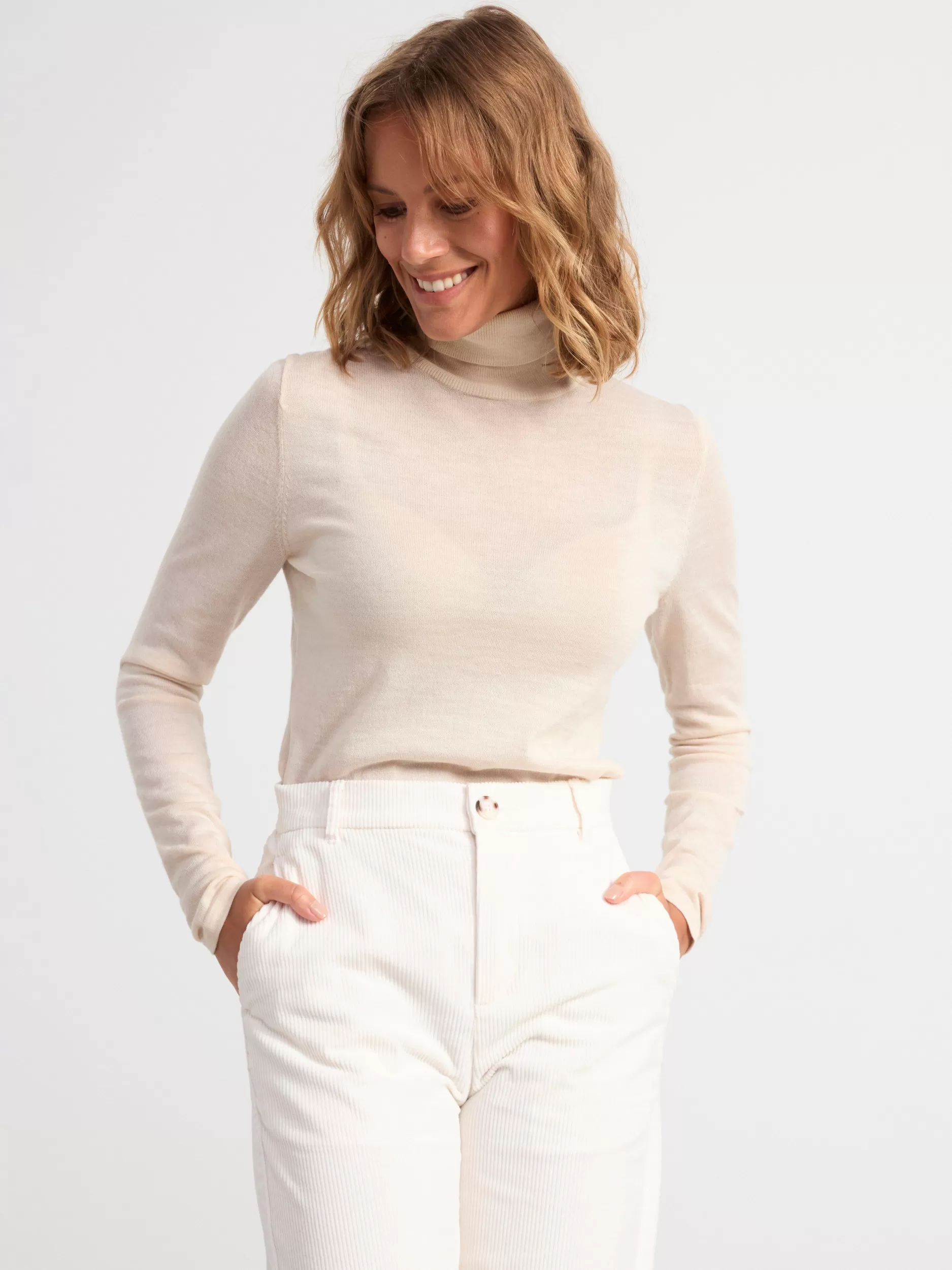 Lindex Gensere & Cardiganer<Hoyhalset Overdel I Merinoull Beige Melange