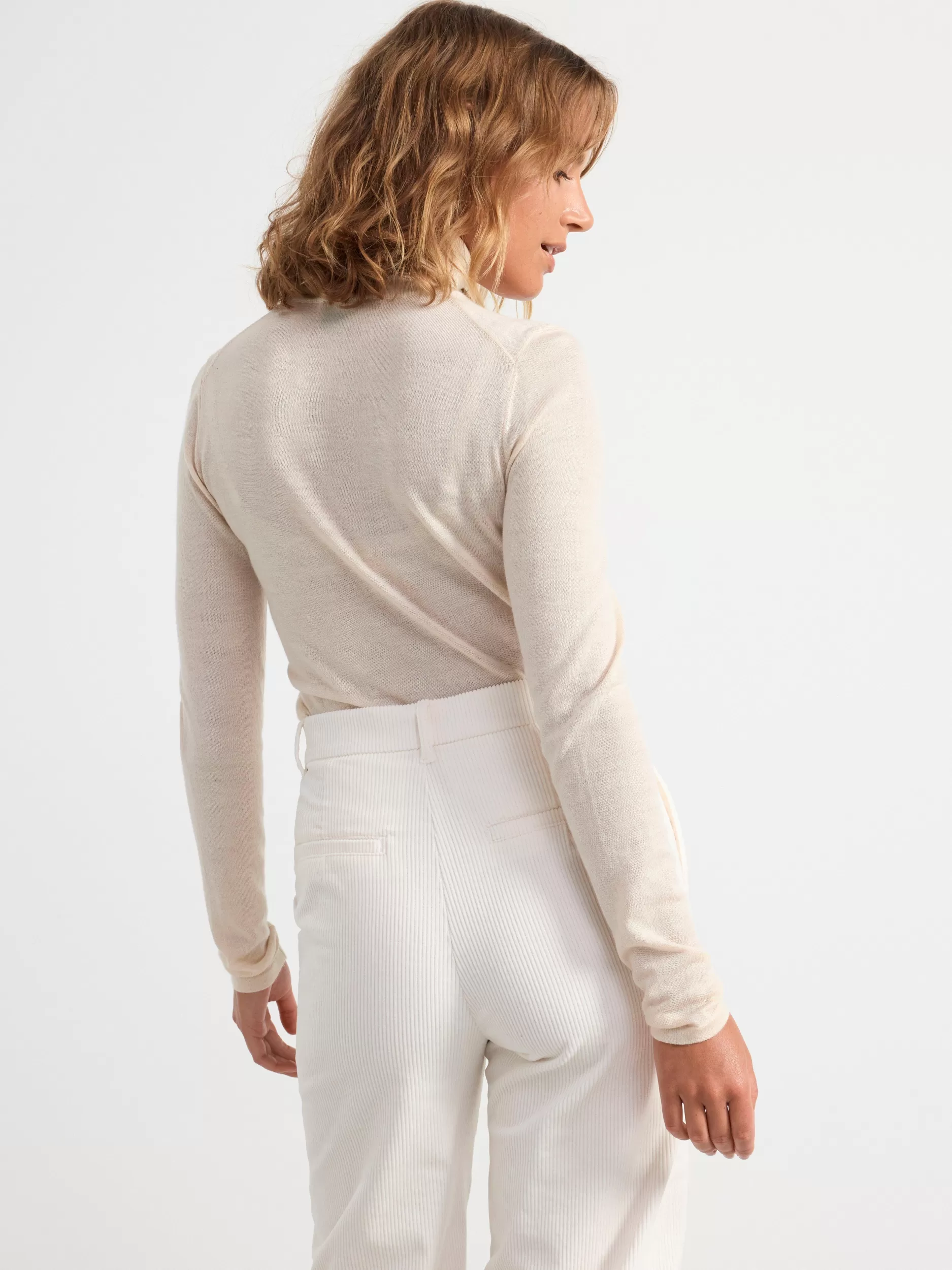 Lindex Gensere & Cardiganer<Hoyhalset Overdel I Merinoull Beige Melange