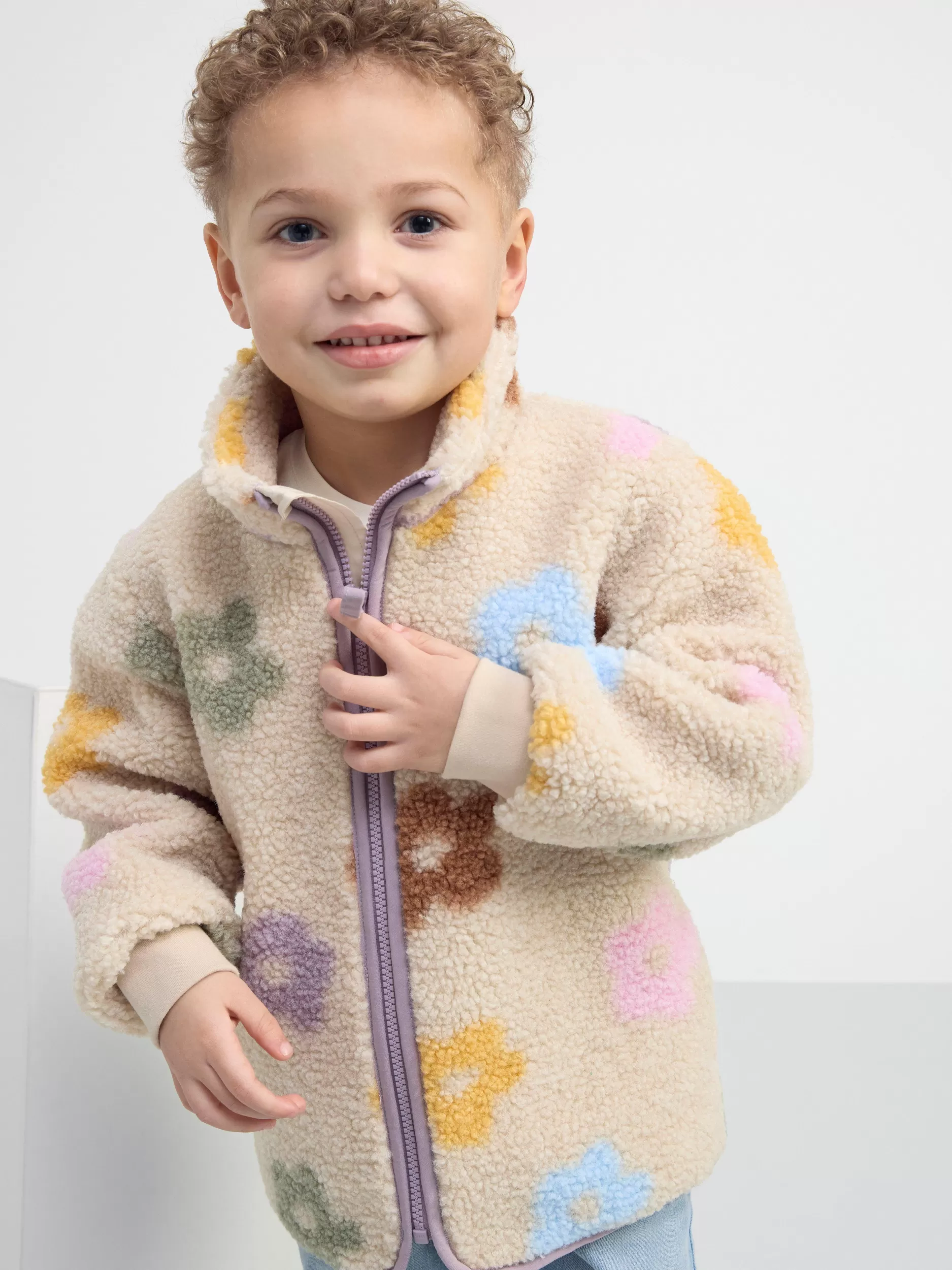 Lindex Yttertøy<Jakke I Teddystoff Med Monster Light Dusty Lilac