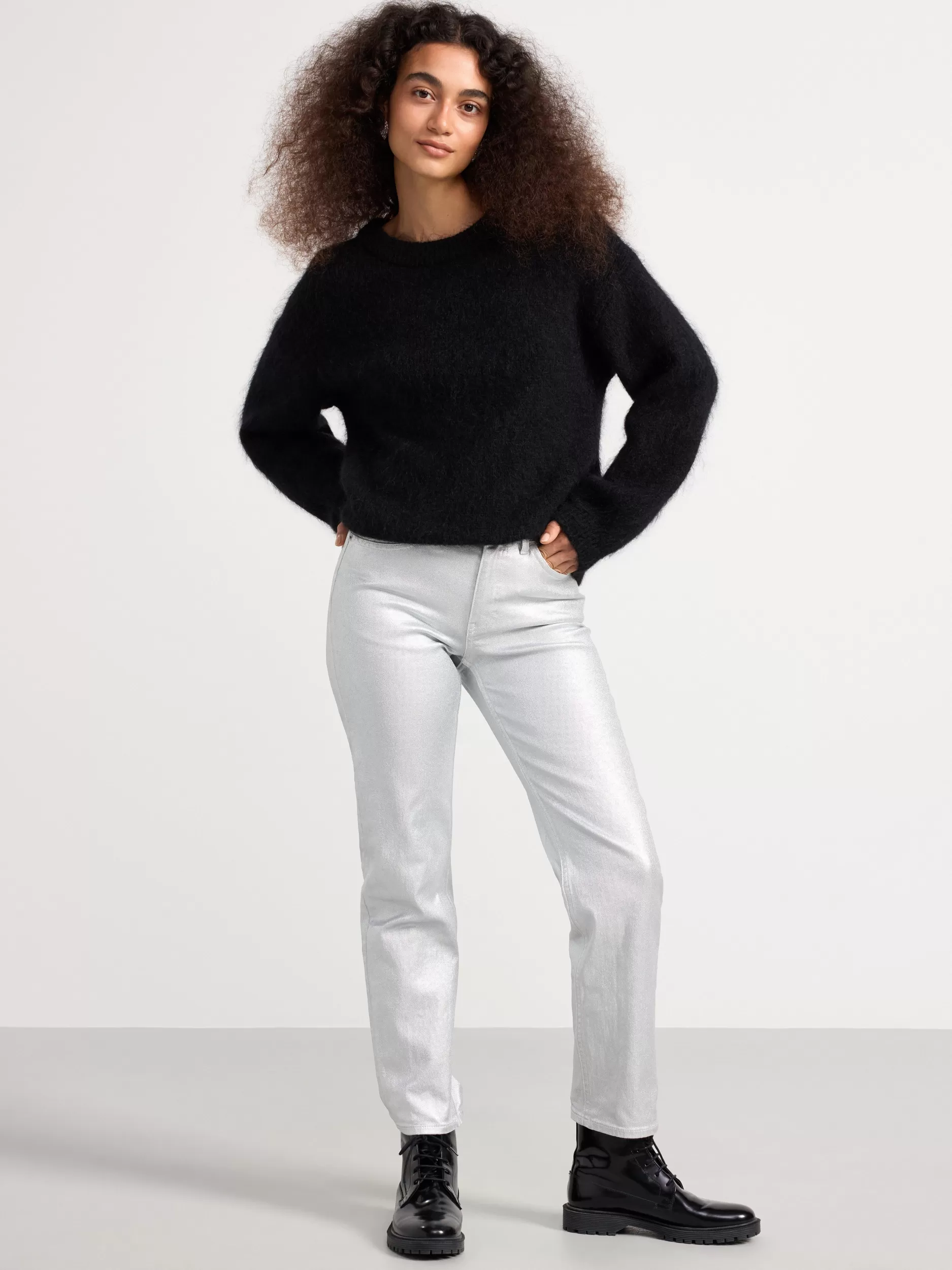 Lindex Bukser<Jeans Med Solvfarget Belegg Silver