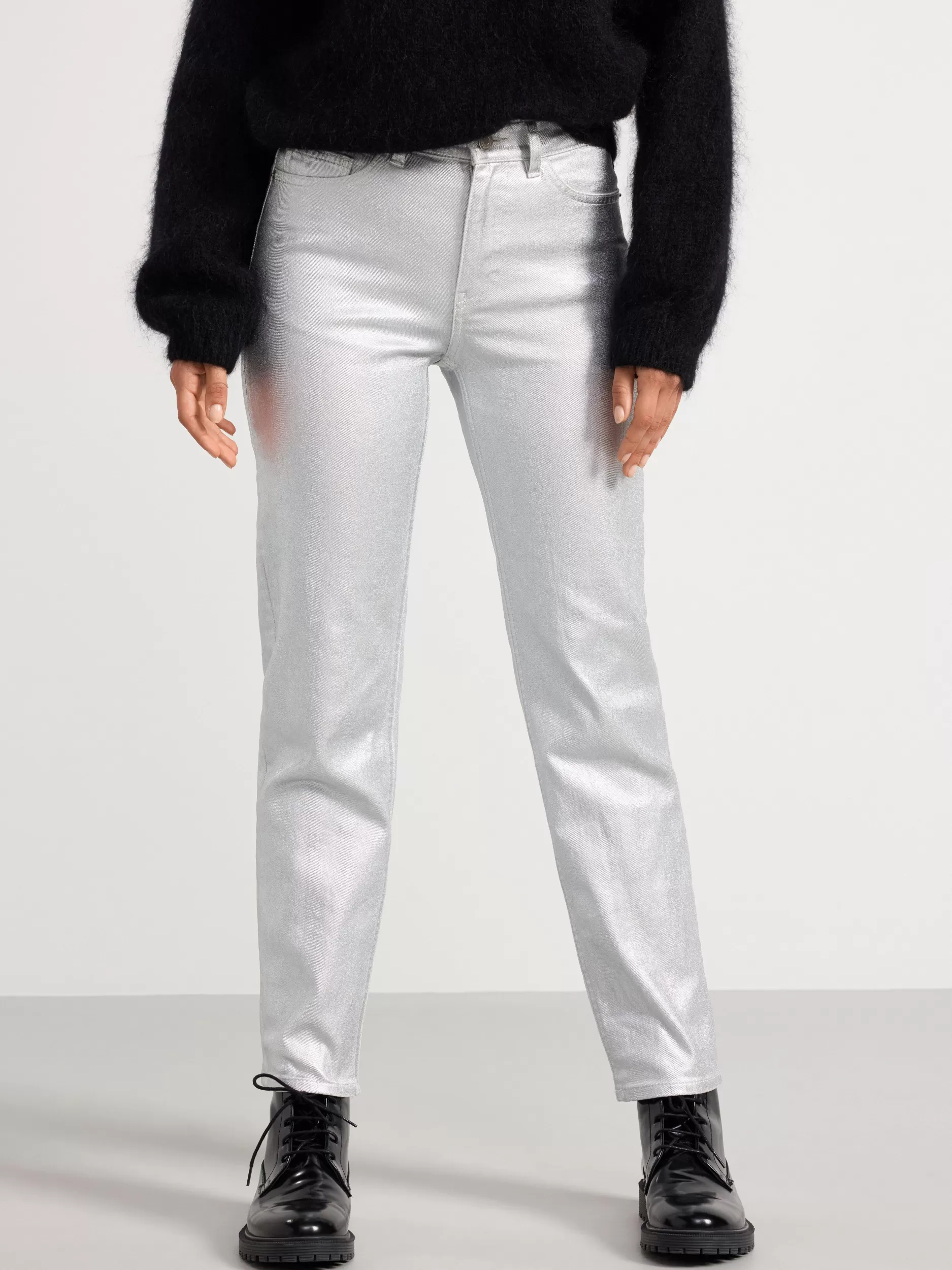 Lindex Bukser<Jeans Med Solvfarget Belegg Silver