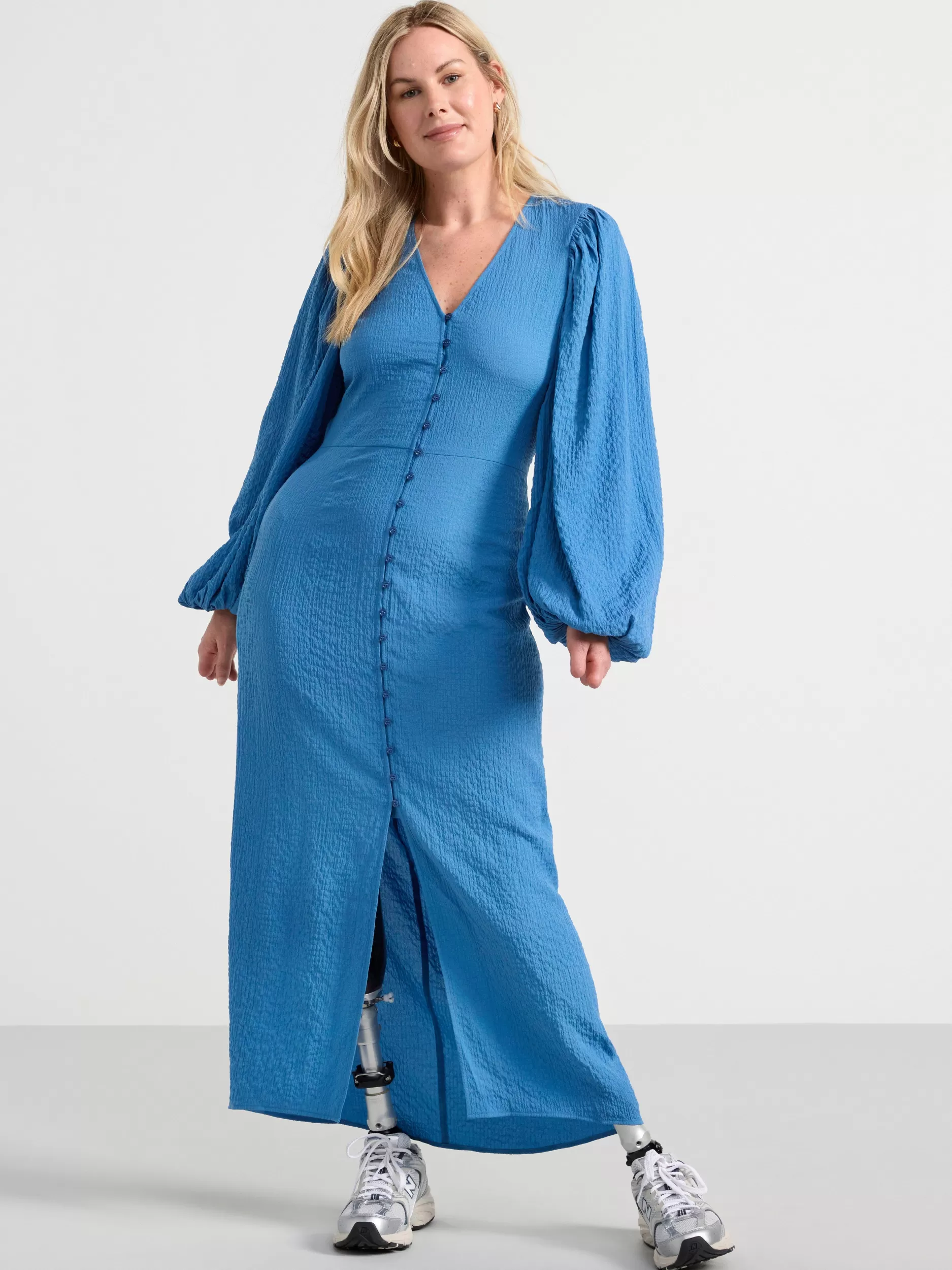 Lindex Kjoler<Kjole Med Voluminose Ermer Blue