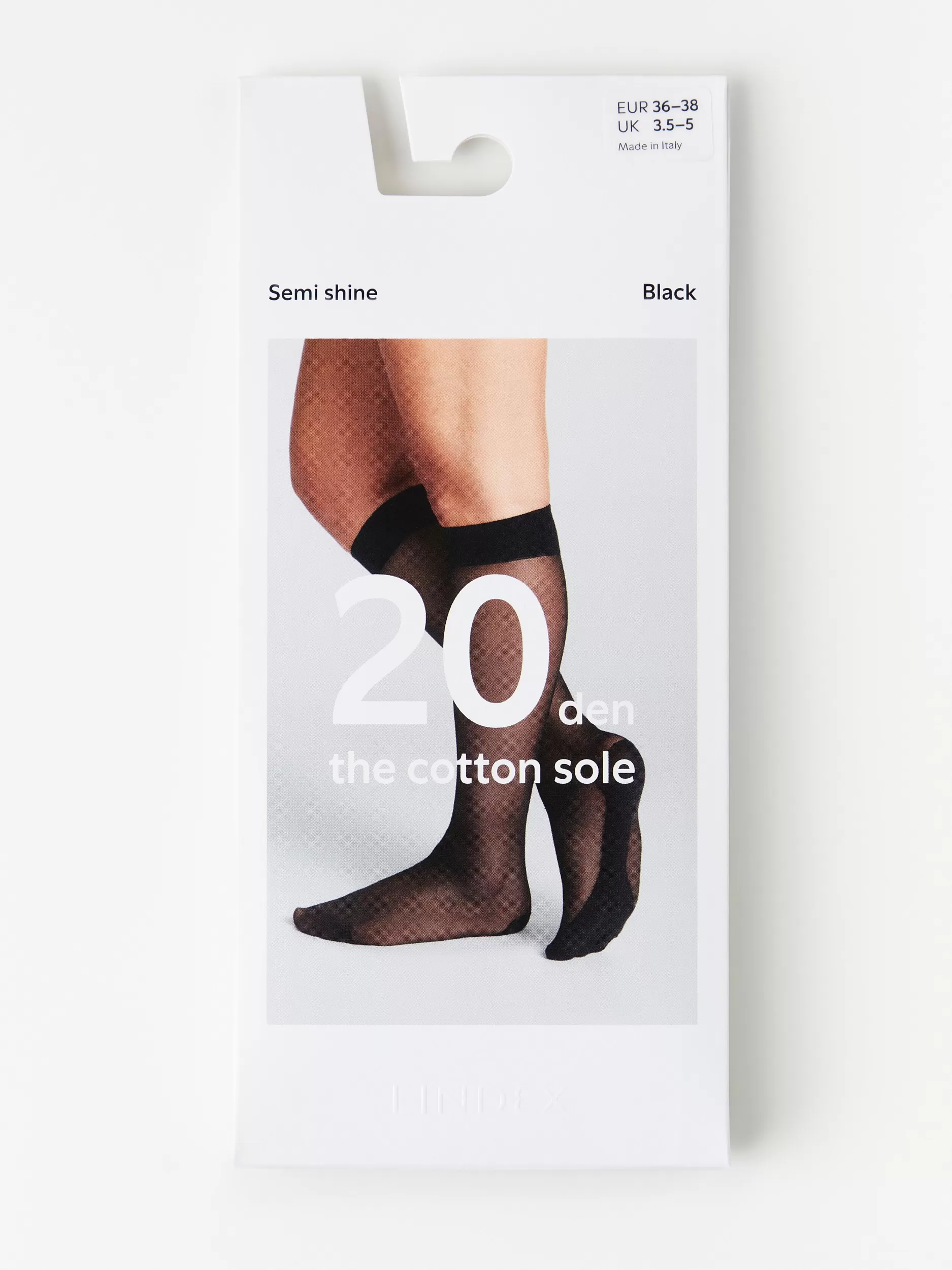 Lindex Sokker<Knestromper 20 Denier Med Bomullsale Black