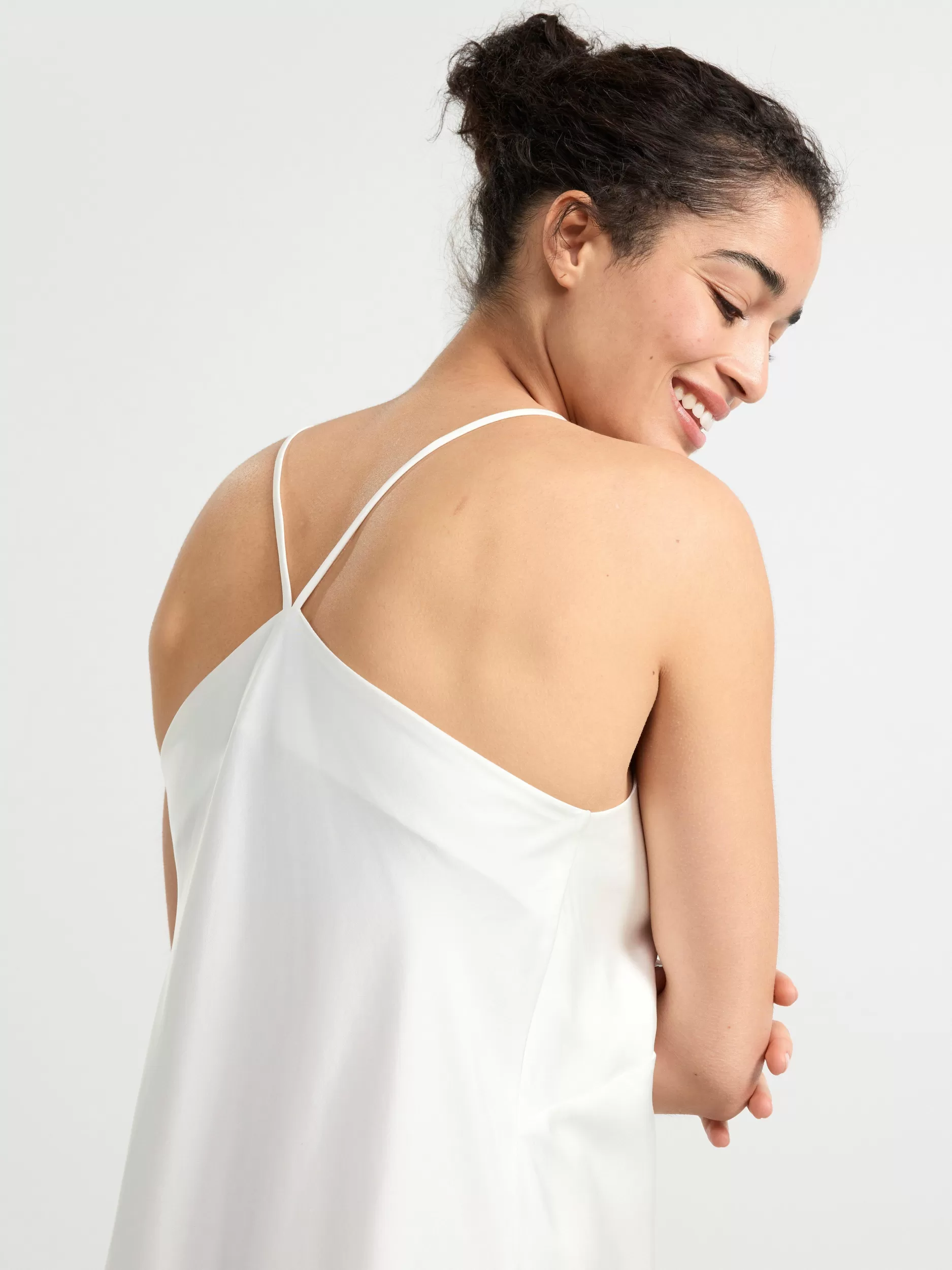 Lindex Nattøy<Kort Satengnattkjole Light White