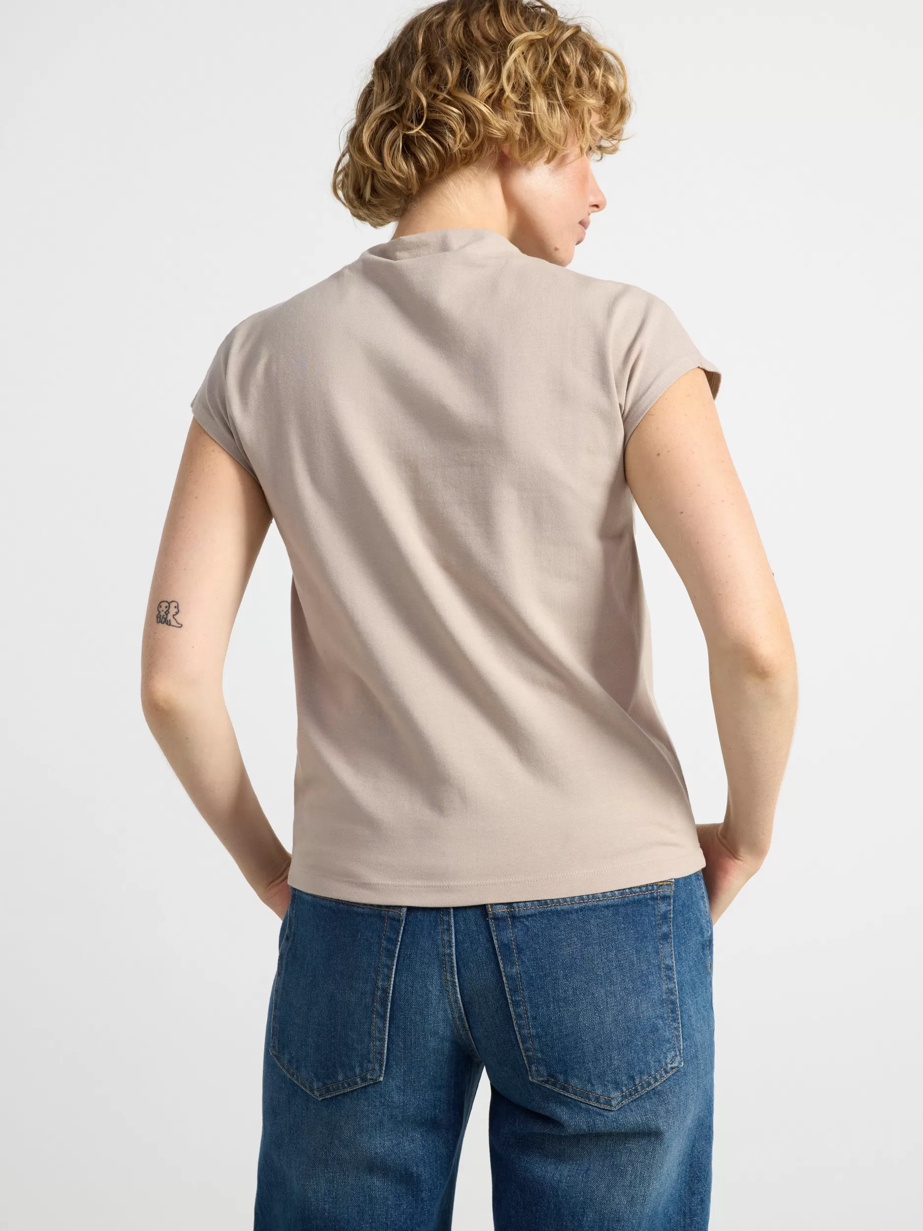 Lindex Topper & T-Skjorter<Kortermet, Ettersittende Overdel Light Dusty Beige