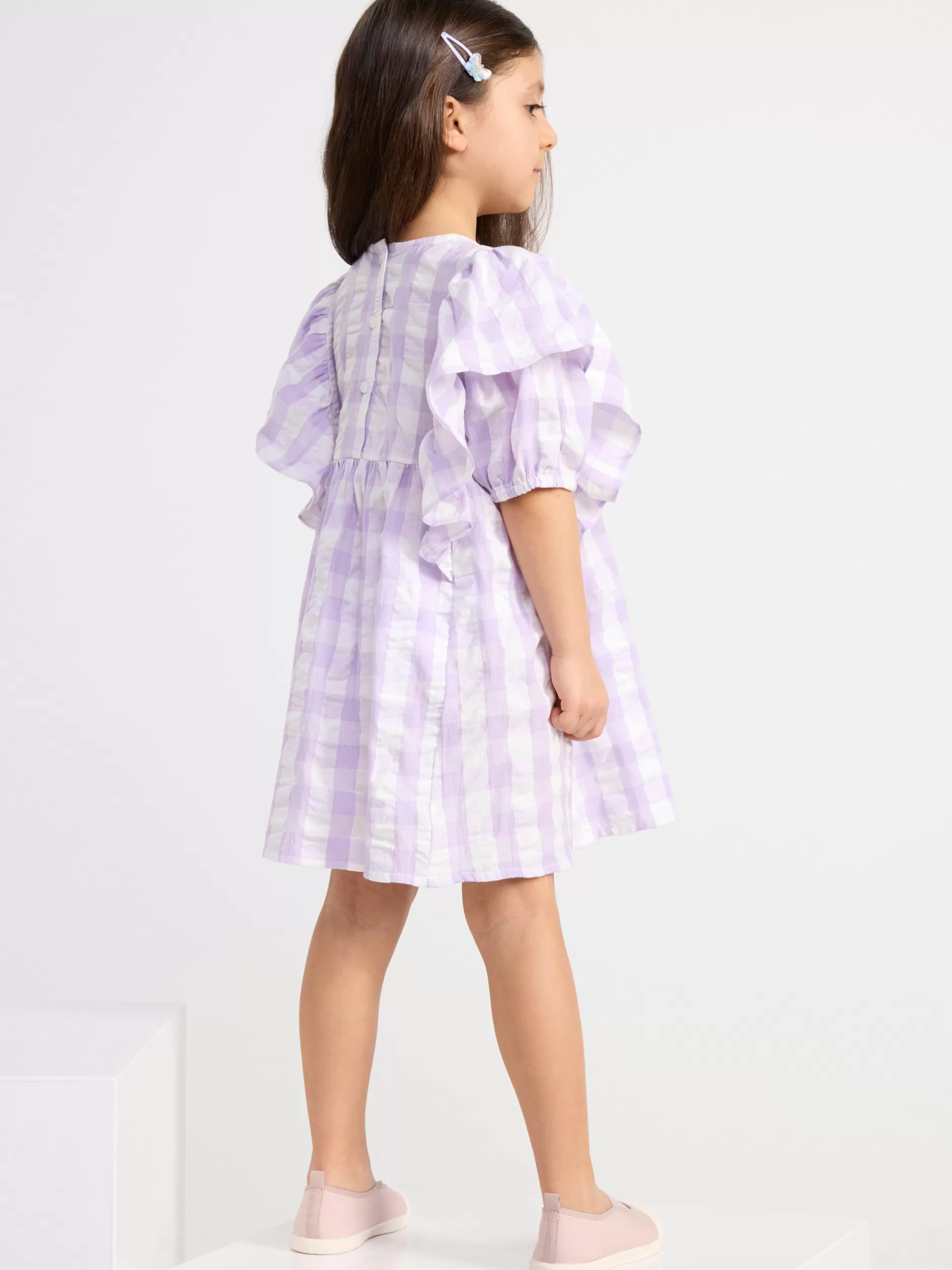 Lindex Kjoler<Kortermet, Rutete Kjole I Seersucker Light Lilac