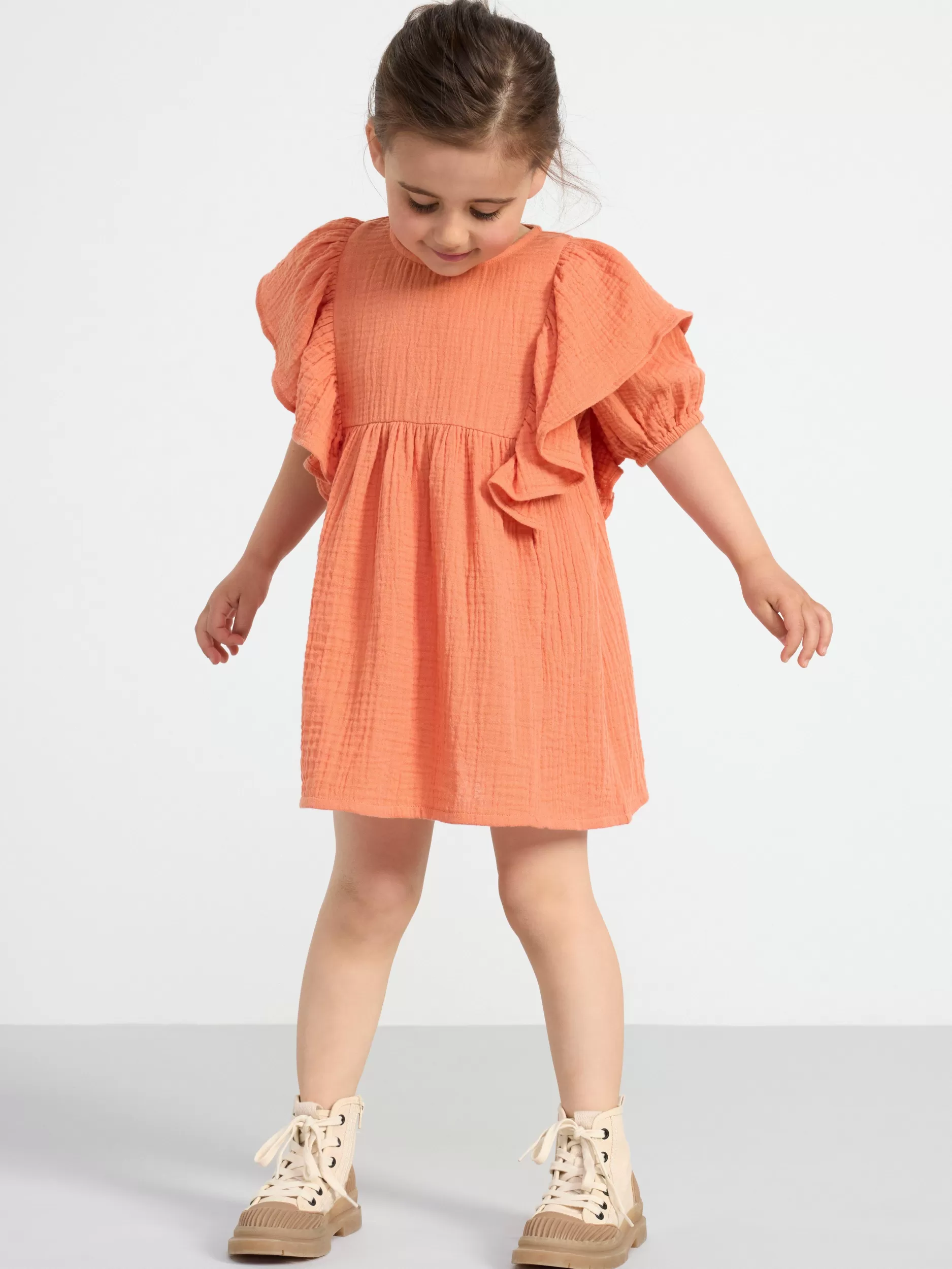 Lindex Kjoler<Kreppet, Kortermet Kjole Light Dusty Orange