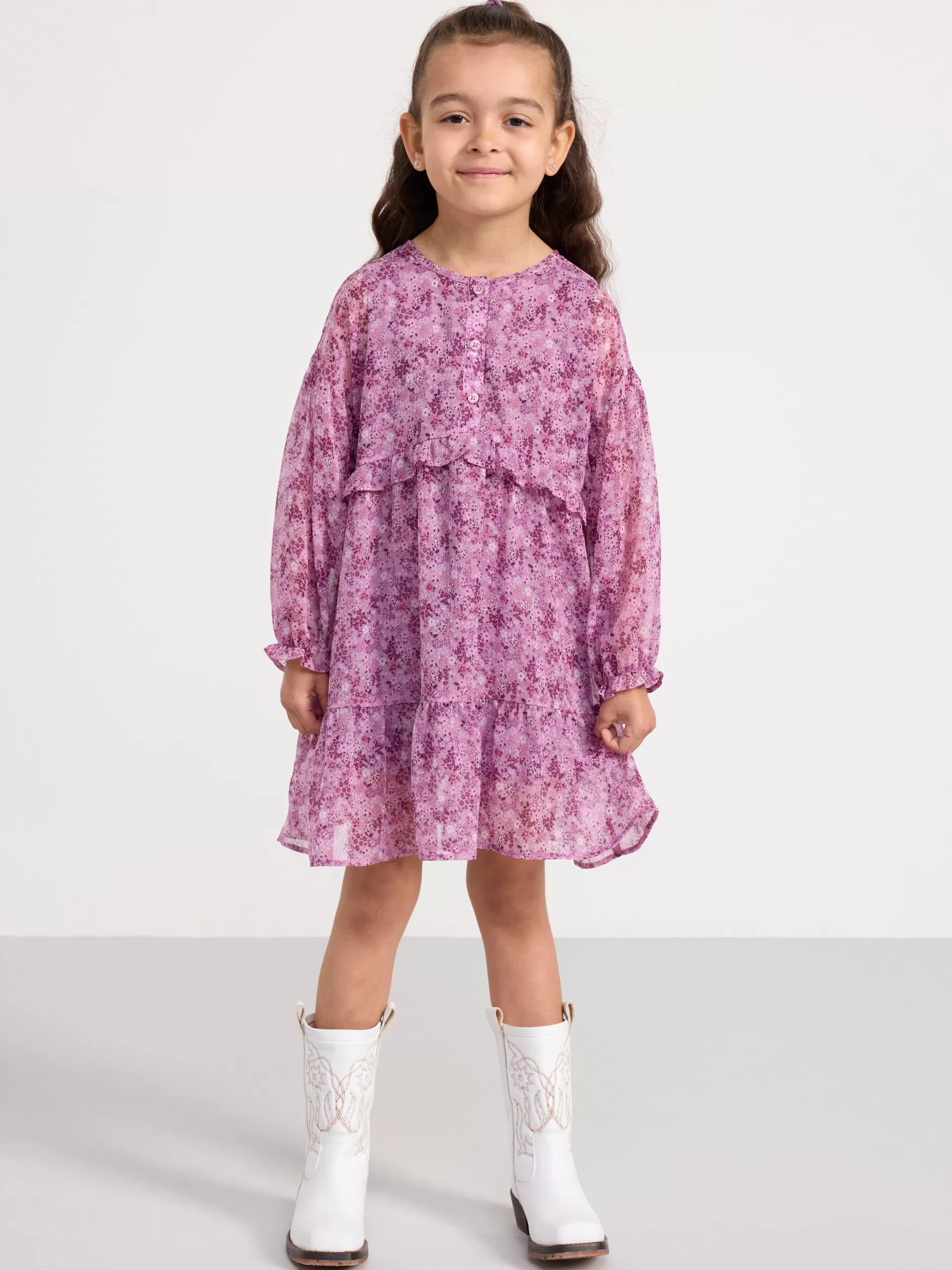 Lindex Kjoler<Lagdelt Kjole Med Blomster Light Dusty Lilac