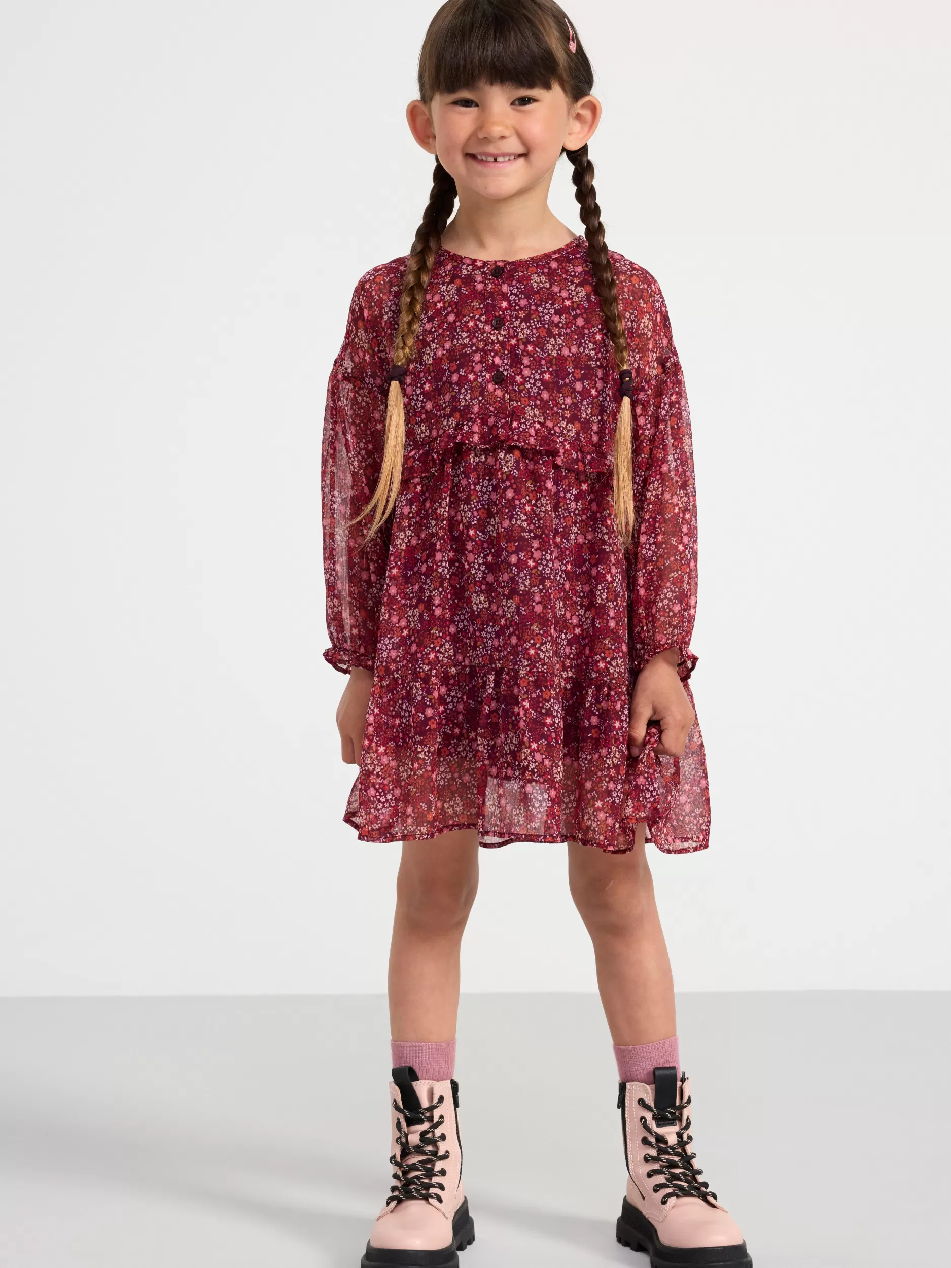 Lindex Kjoler<Lagdelt Kjole Med Blomster Dark Lilac
