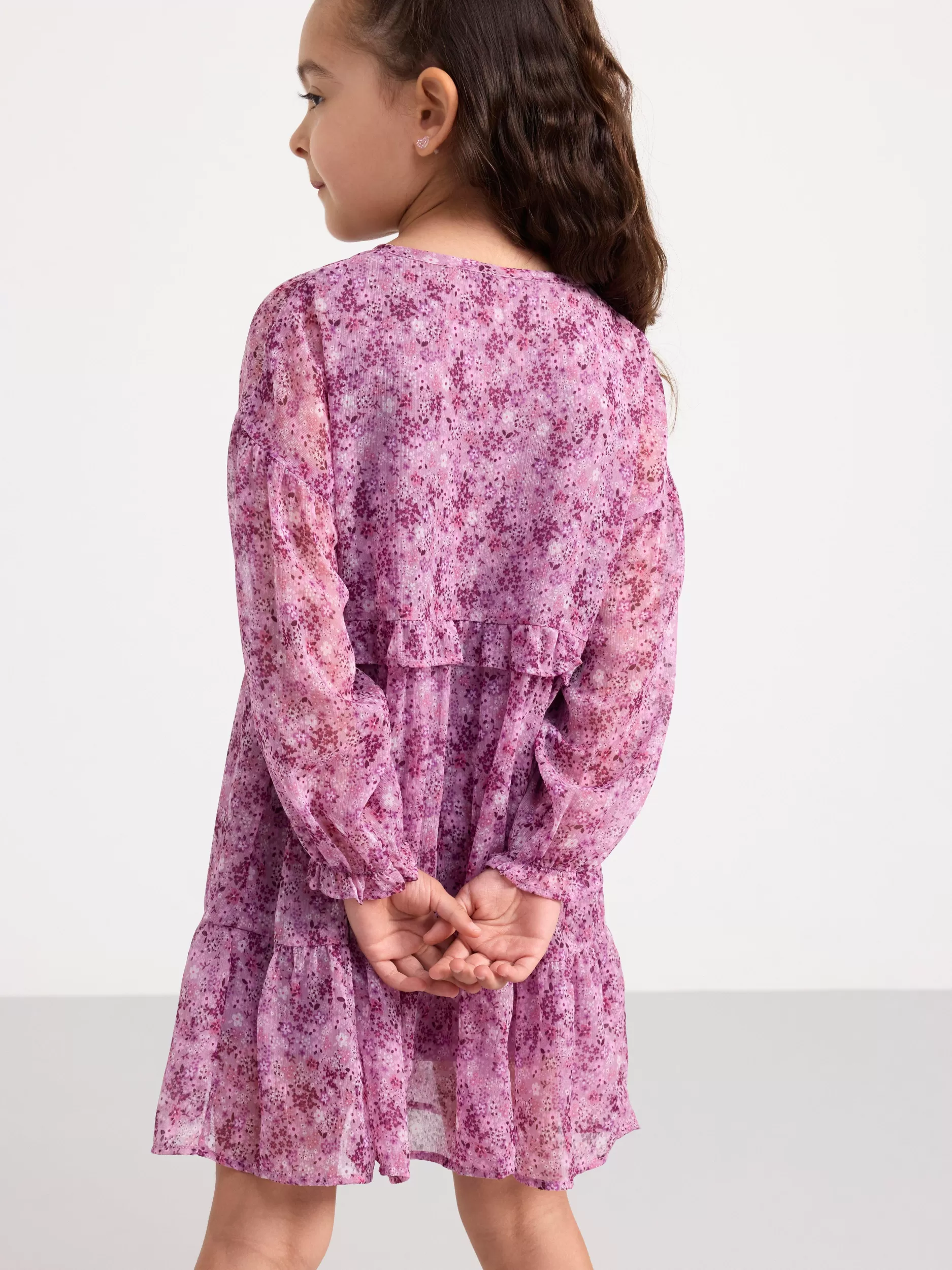 Lindex Kjoler<Lagdelt Kjole Med Blomster Light Dusty Lilac