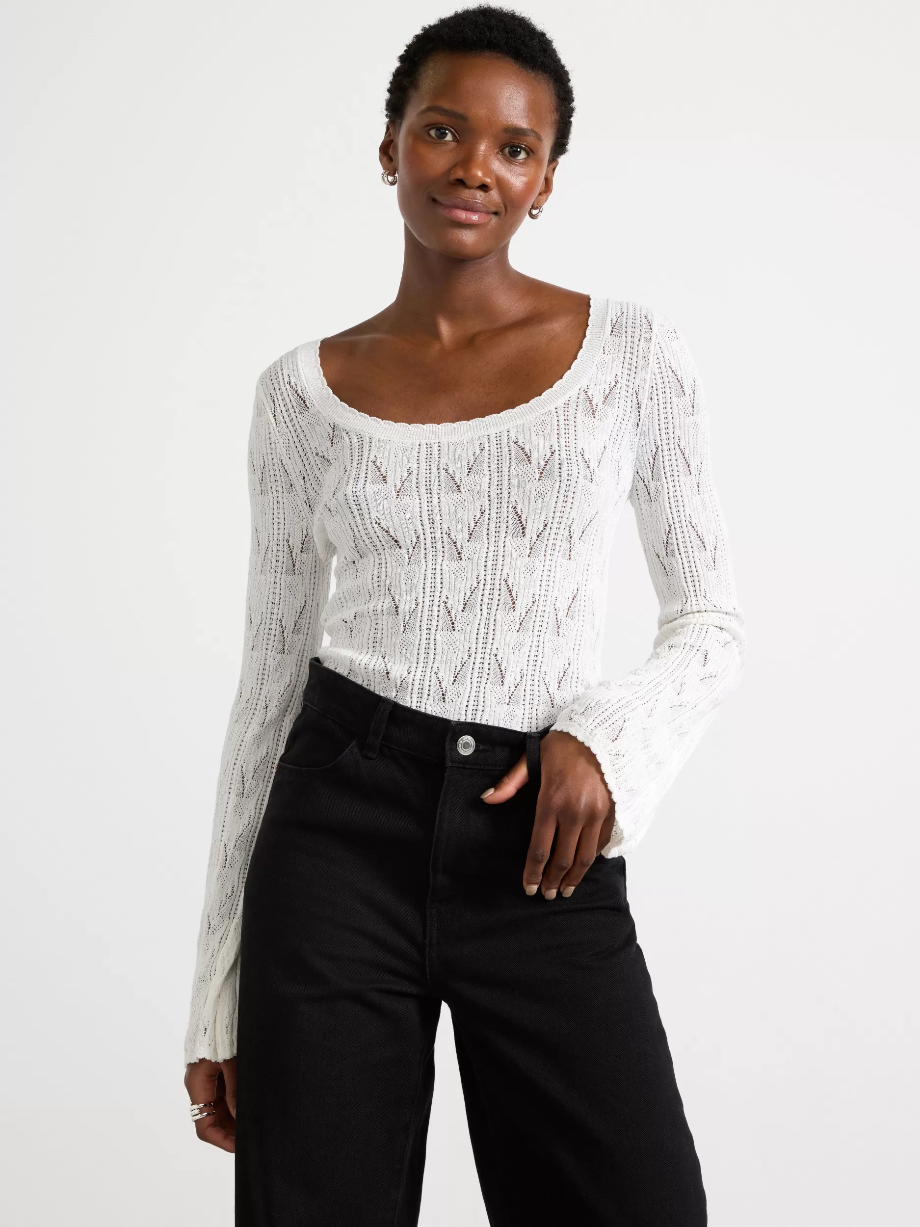 Lindex Gensere & Cardiganer<Langarmet Overdel White