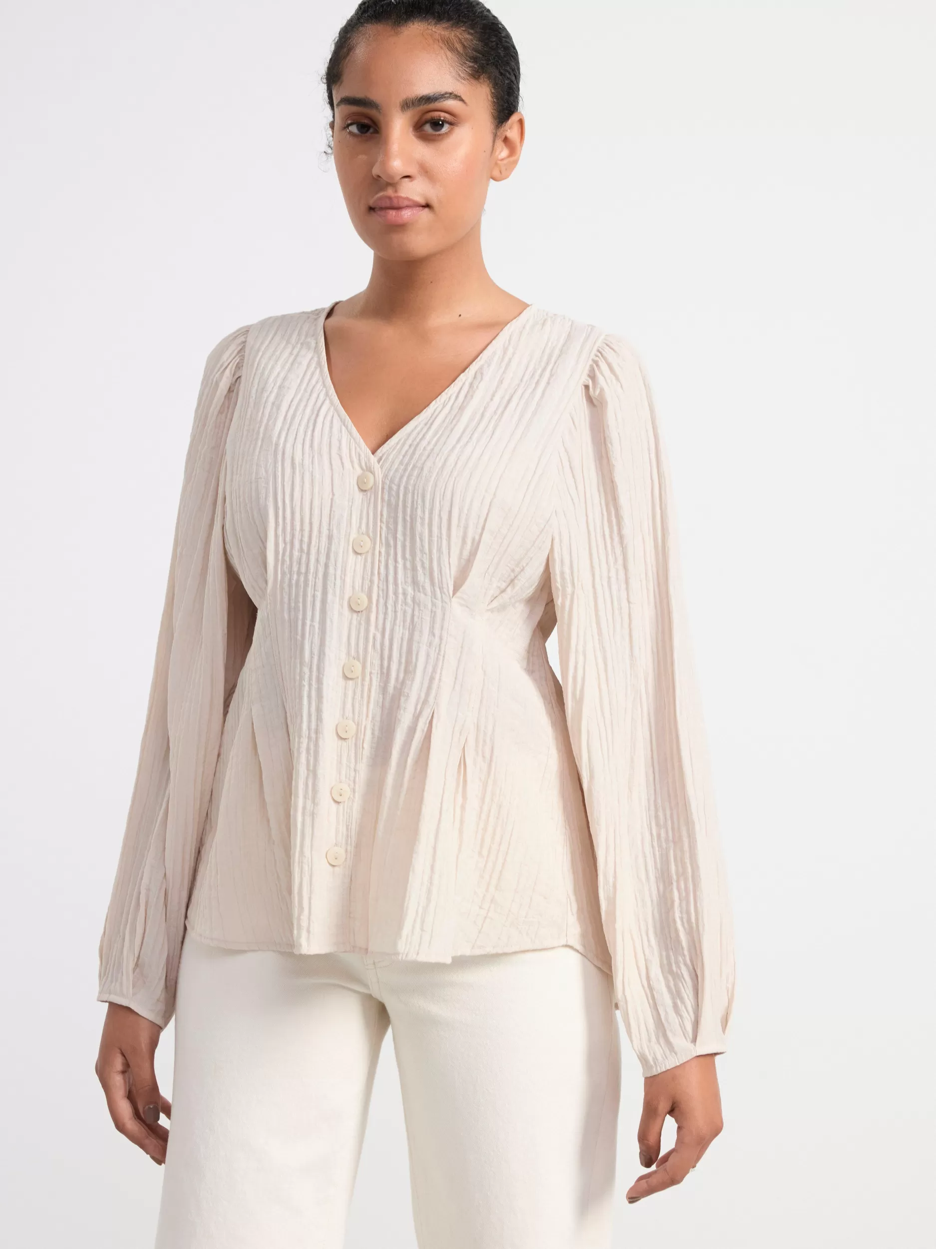 Lindex Bluser & Skjorter<Langermet Bluse Light Beige