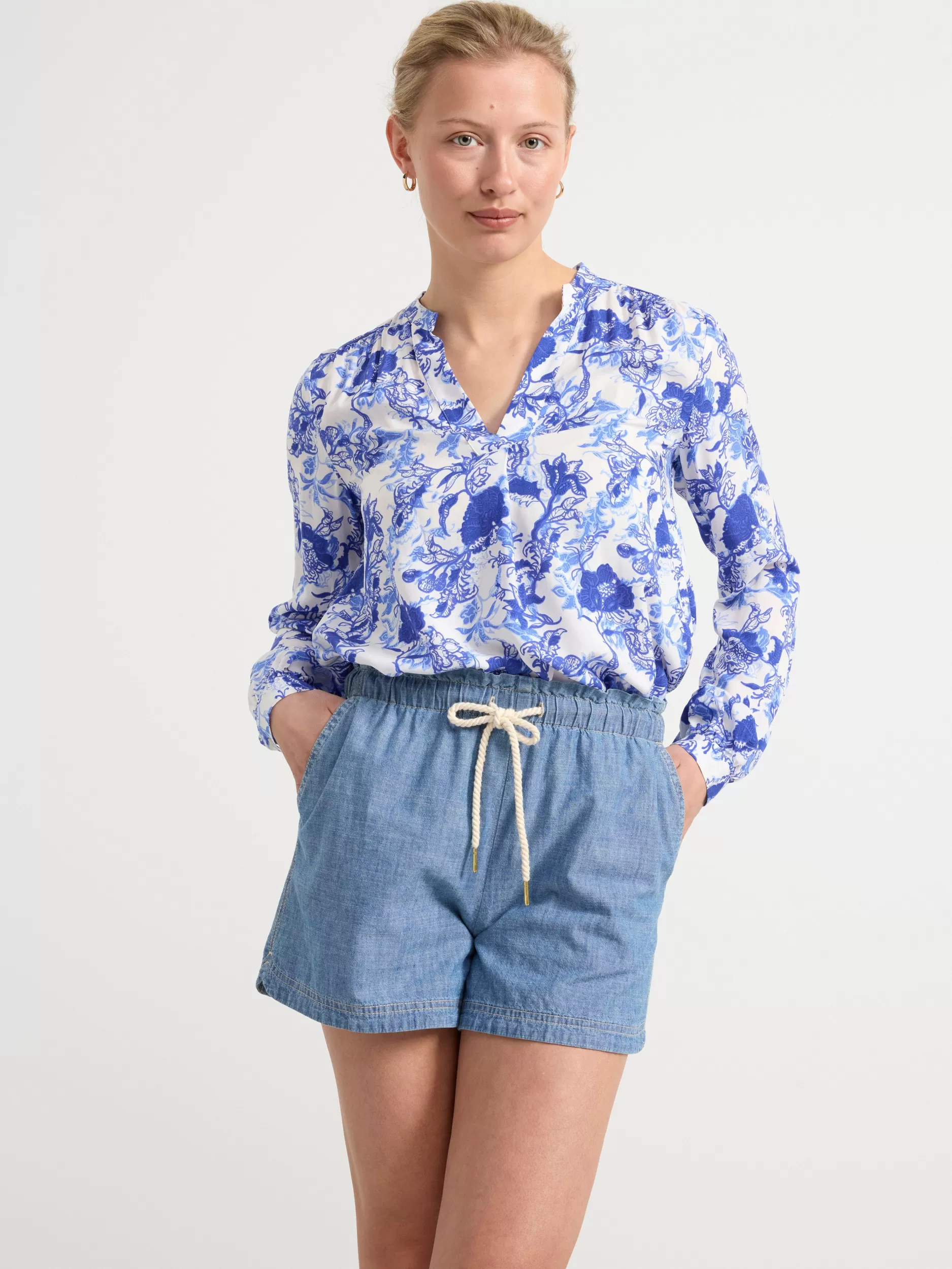 Lindex Bluser & Skjorter<Langermet Bluse Light Dusty White