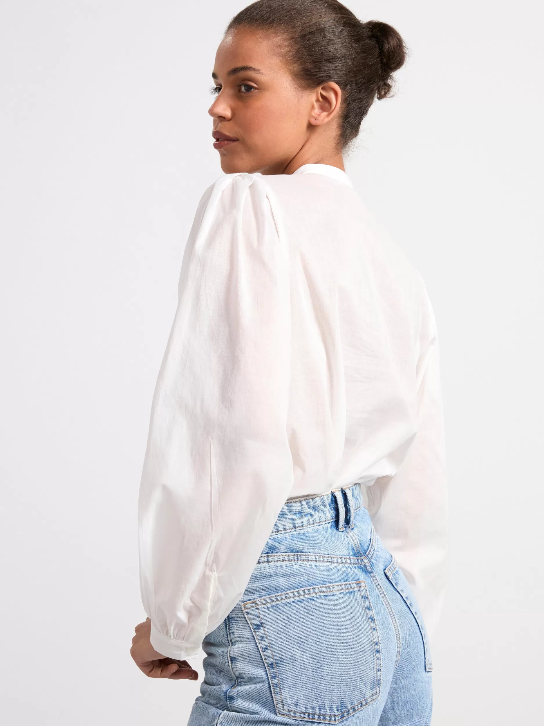 Lindex Bluser & Skjorter<Langermet Bomullsbluse Off White