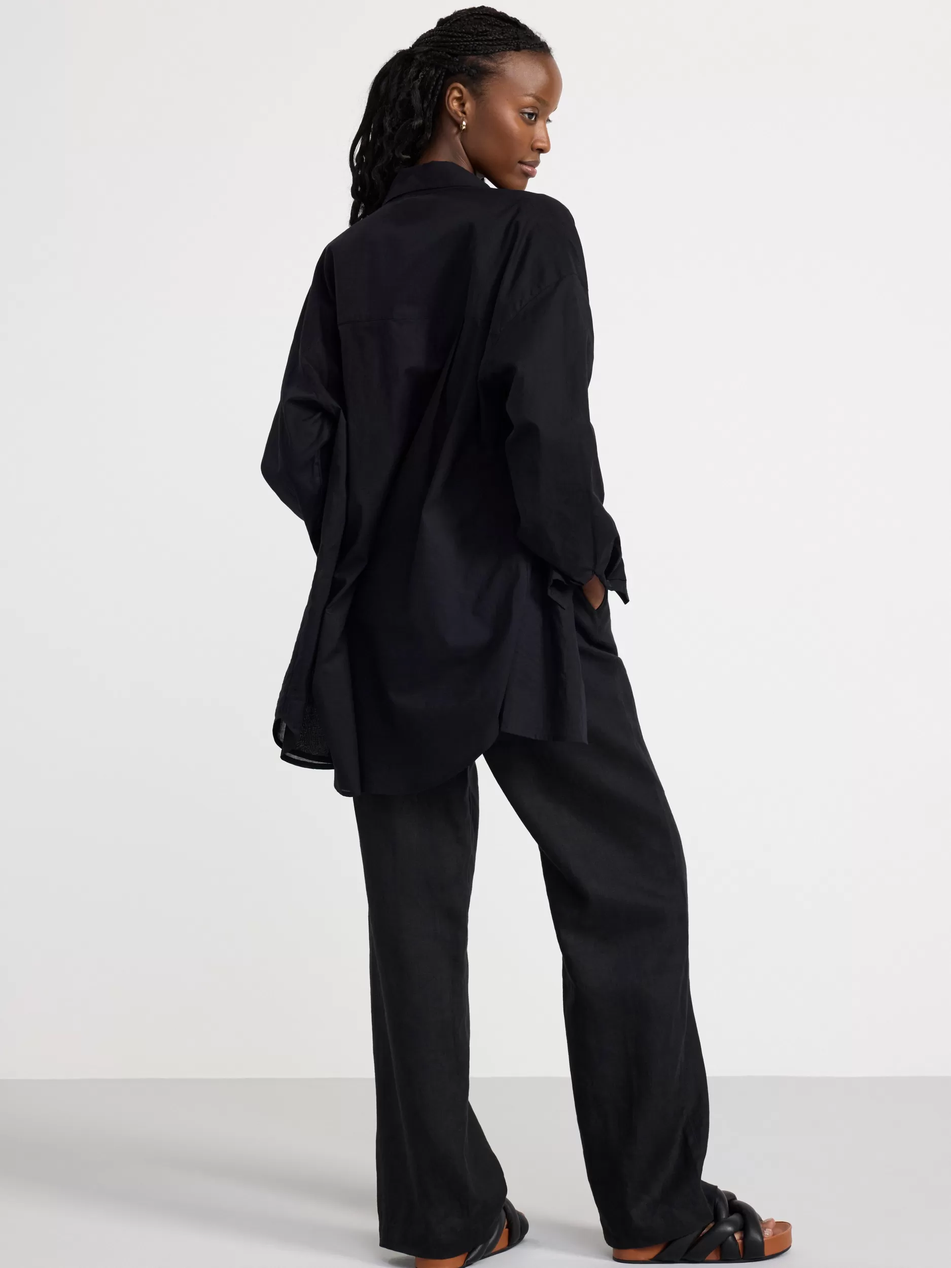 Lindex Bluser & Skjorter<Langermet BomullsSkjørte Black